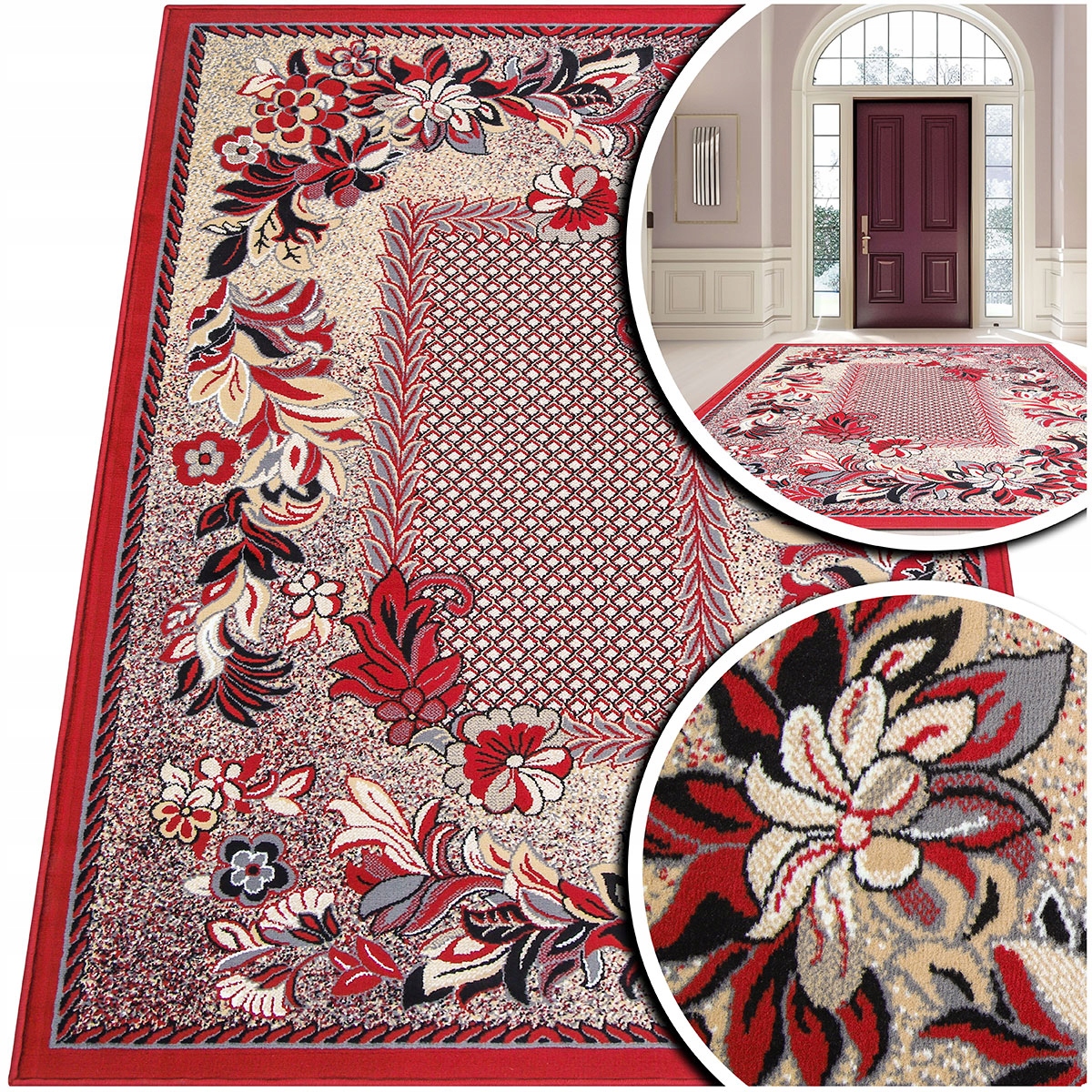 Červený Koberec Do Obývacího Pokoje Venezia Klasický Koberec Do Předsíně 250x350