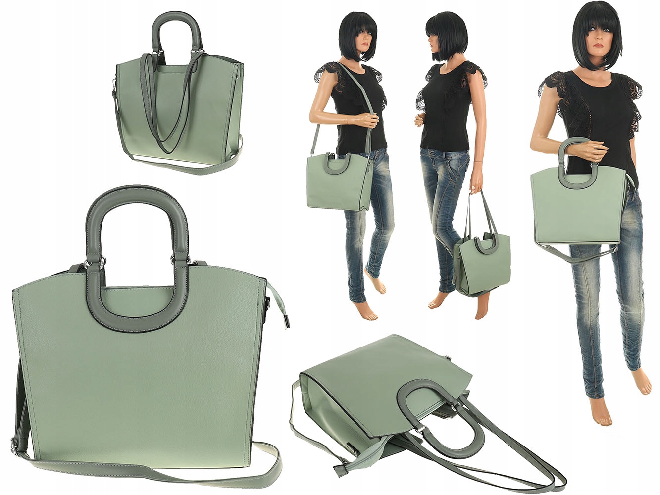 Maria C. Torebka Damska kuferek zielony listonoszka MC664 green Marka inna