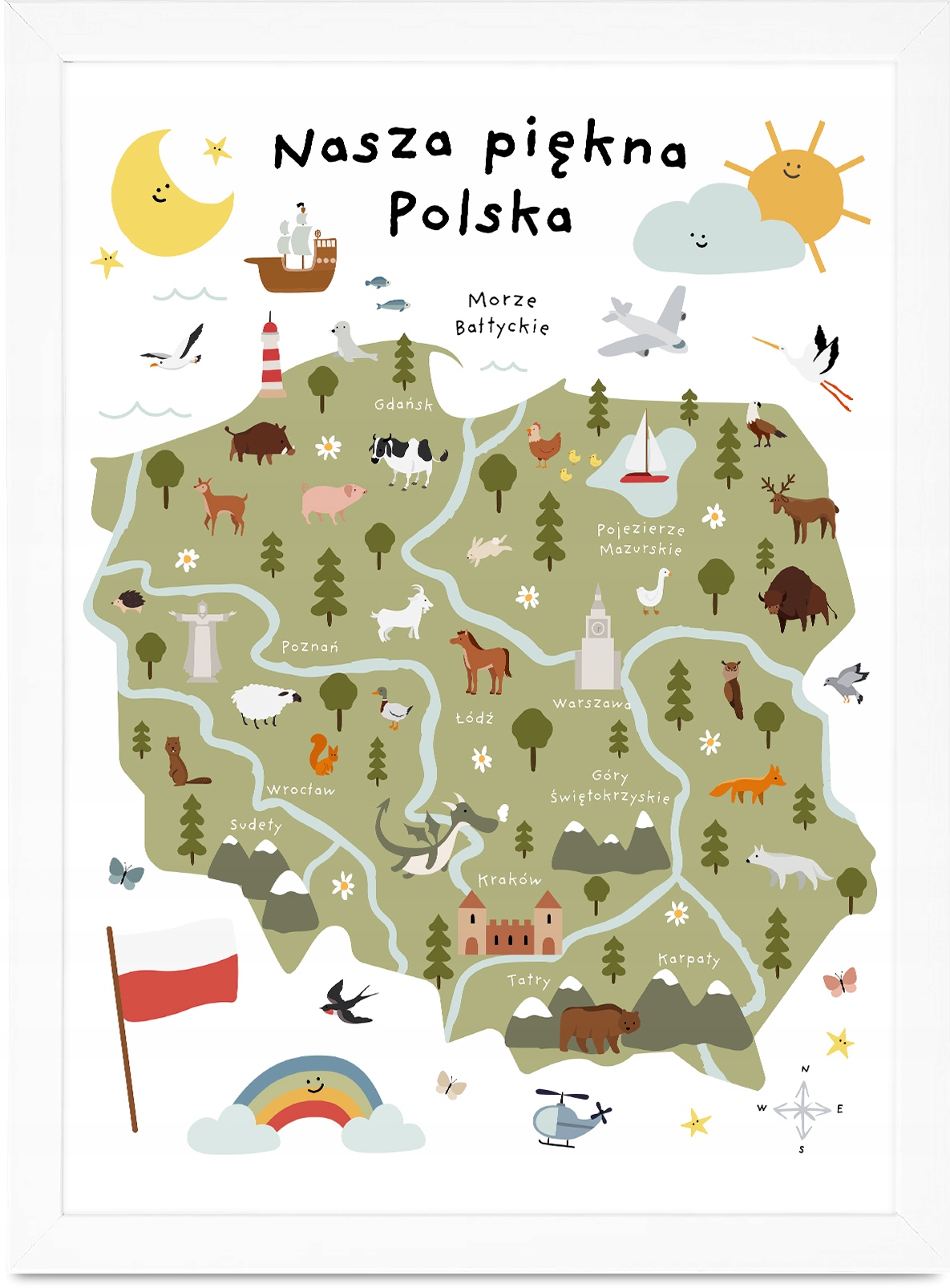 

Duża Mapa Polski Dla Dzieci Plakat 30x40 Piękna