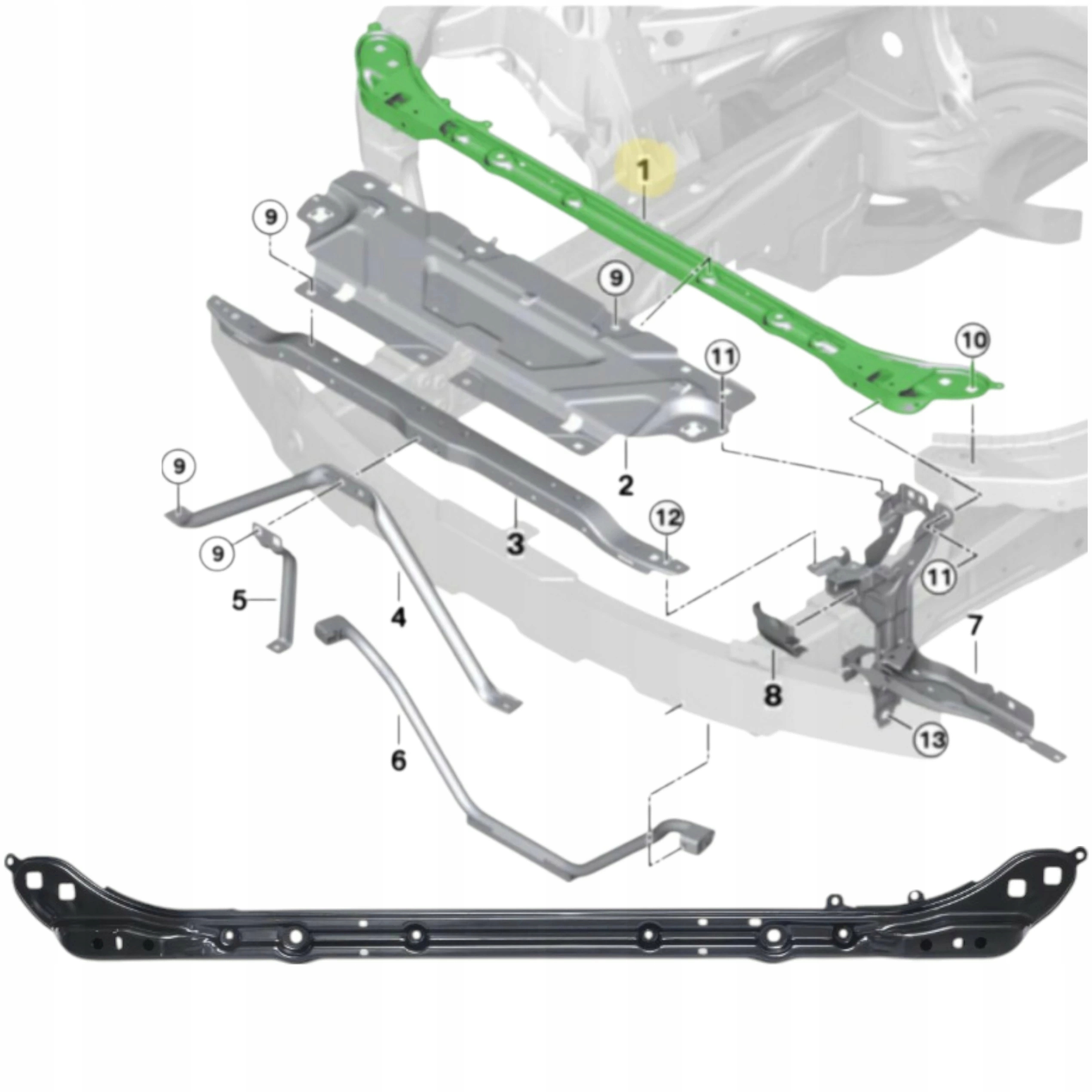 Nosník Horní zadní pás držák zesílení přední pás Bmw 3 G20 G21 2017+