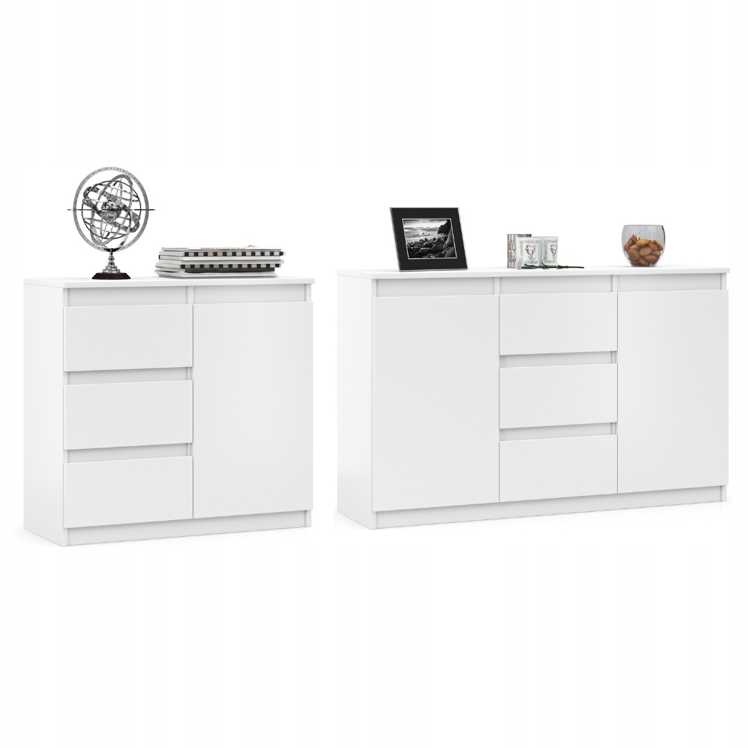 ZESTAW DUŻA POJEMNA KOMODA SZAFKA RTV SZUFLADY DRZWI BIAŁA 200 cm Kod producenta STYL KLASYCZNY