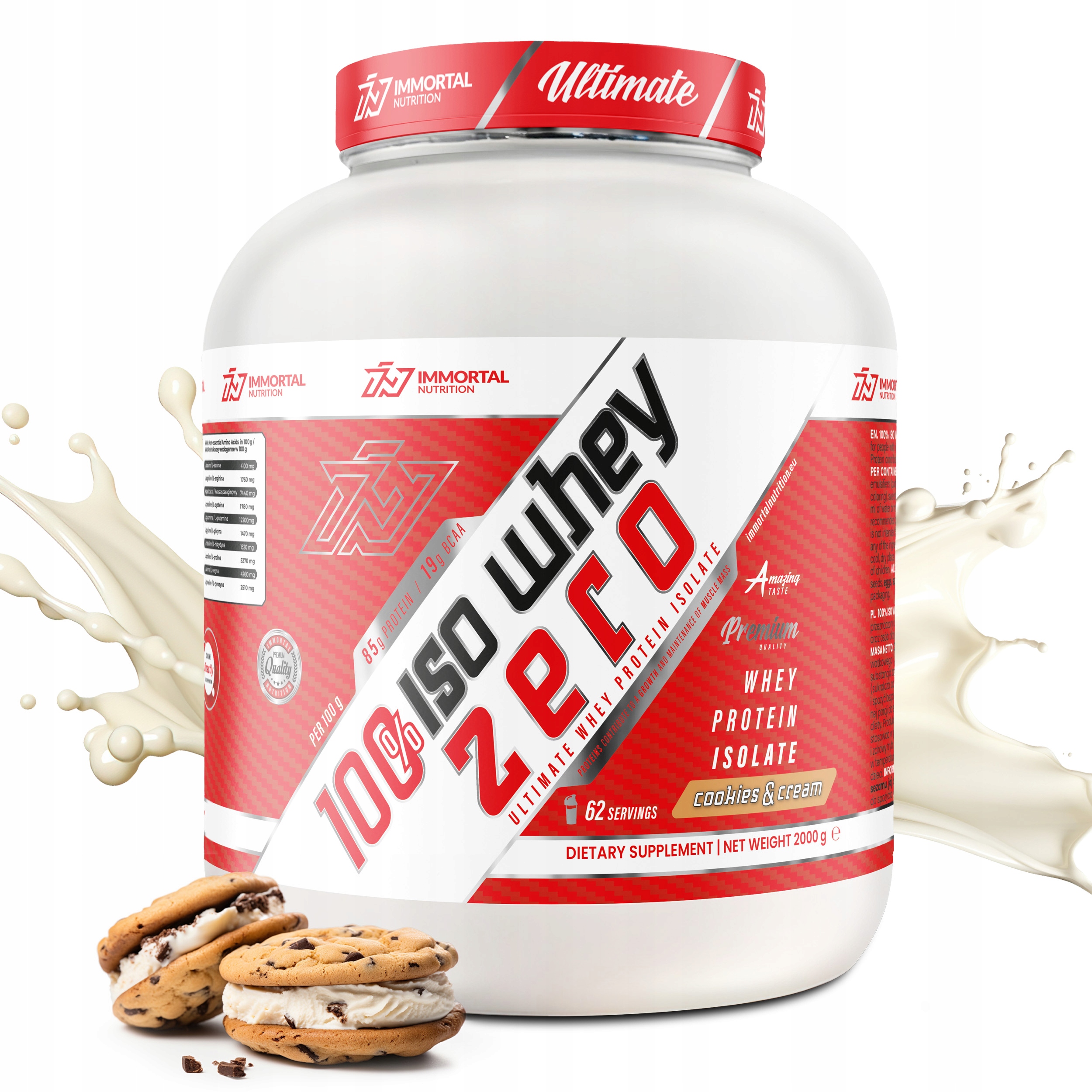 Immortal Iso Whey Zero 2000g Protein Bílkovina Izolát Wpi 2KG Svalová Hmota
