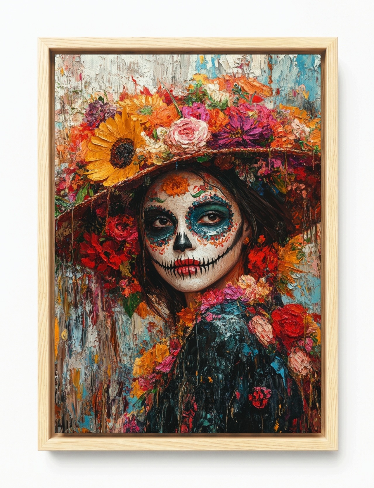 Obraz Rám Americký Box Portrét La Catrina Santa Muerte Folk Mexiko 80x120