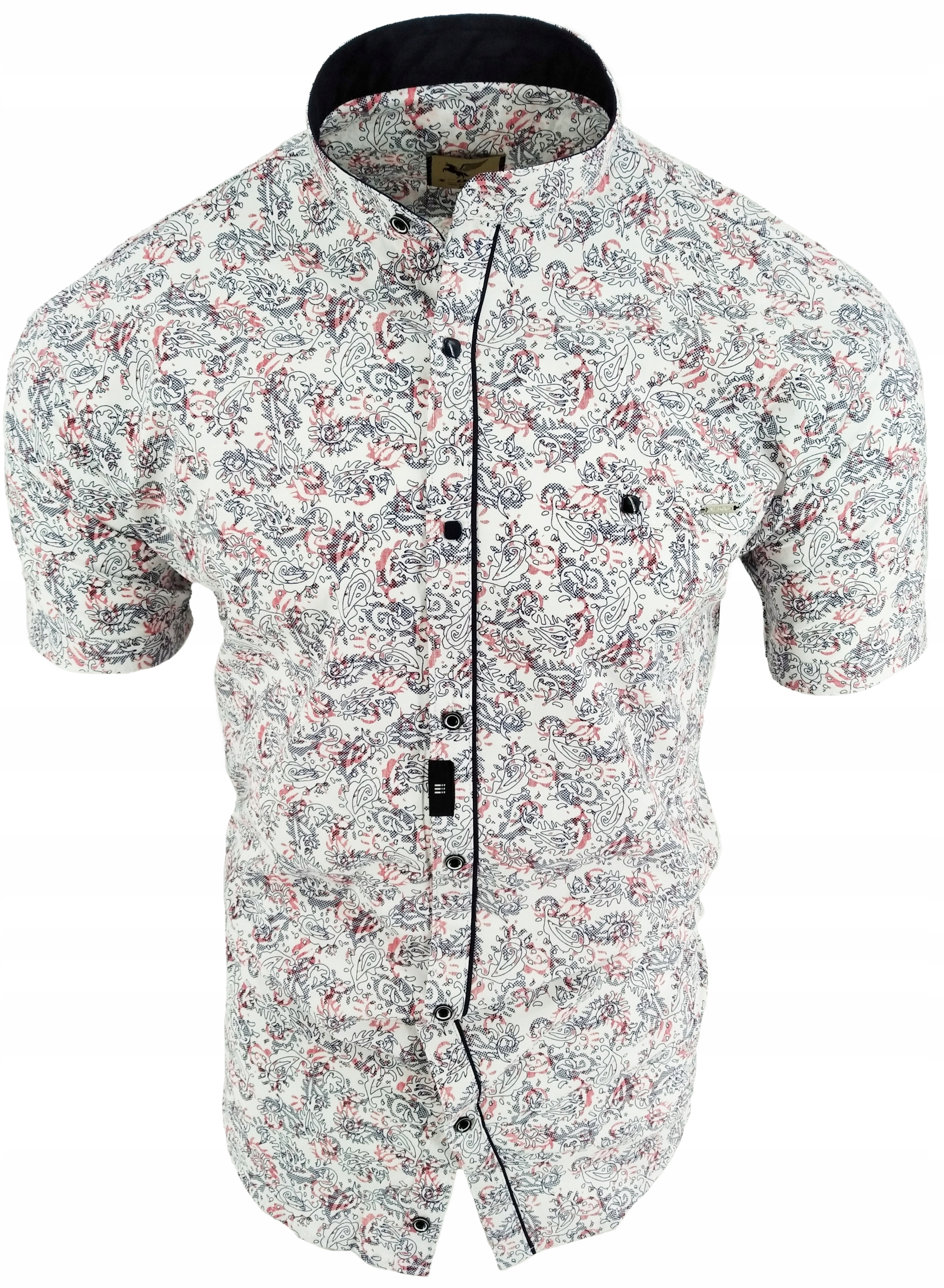 KOSZULA MĘSKA BIAŁA WZOREK ZE STÓJKĄ SDN 676 M