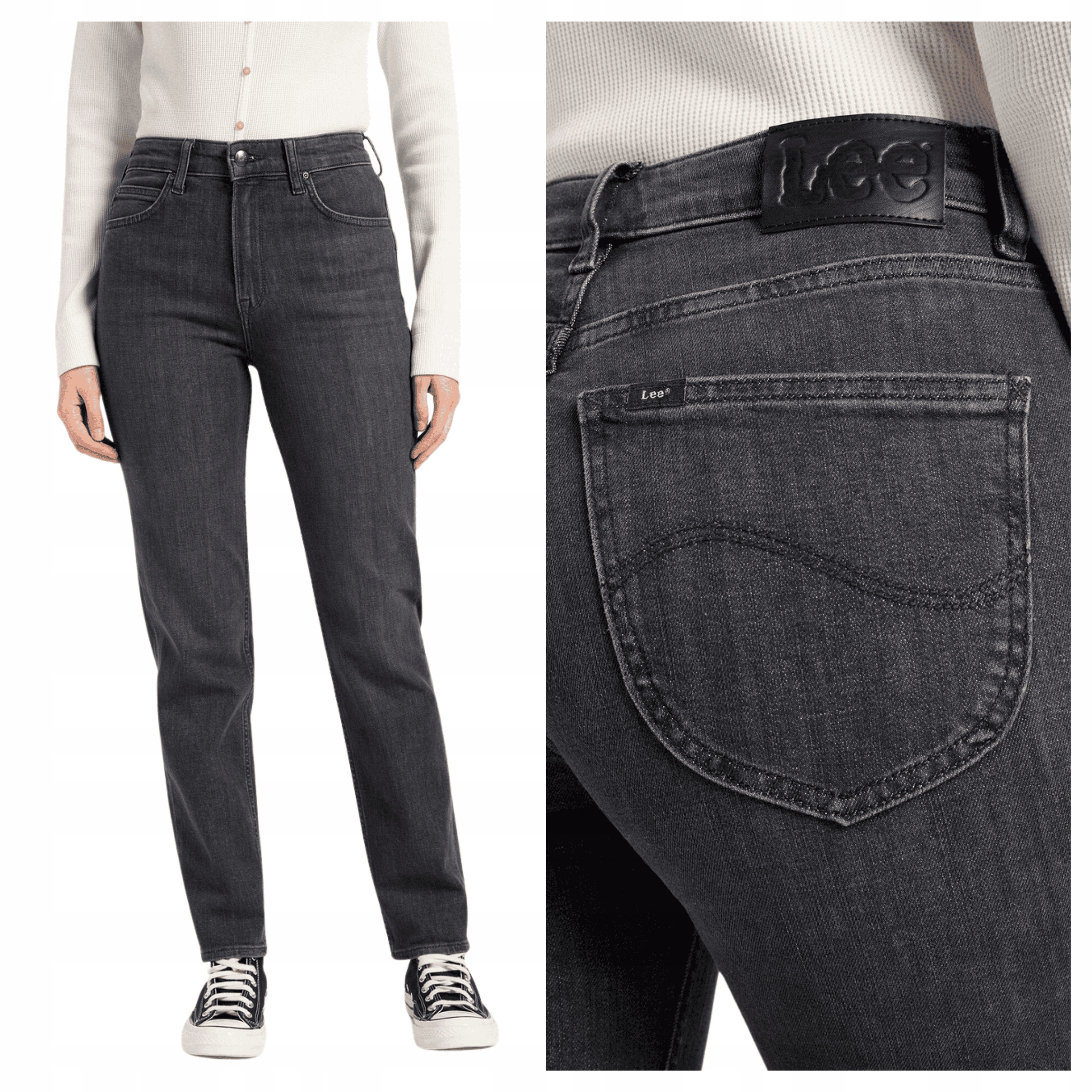 Dámské kalhoty Lee Carol Straight Fit Jeans Šedé Vysoký pas W27 L31