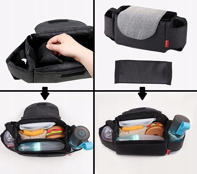 TORBA DO WÓZKA PODRÓŻNA ORGANIZER NA PIELUSZKI Wzór dominujący bez wzoru