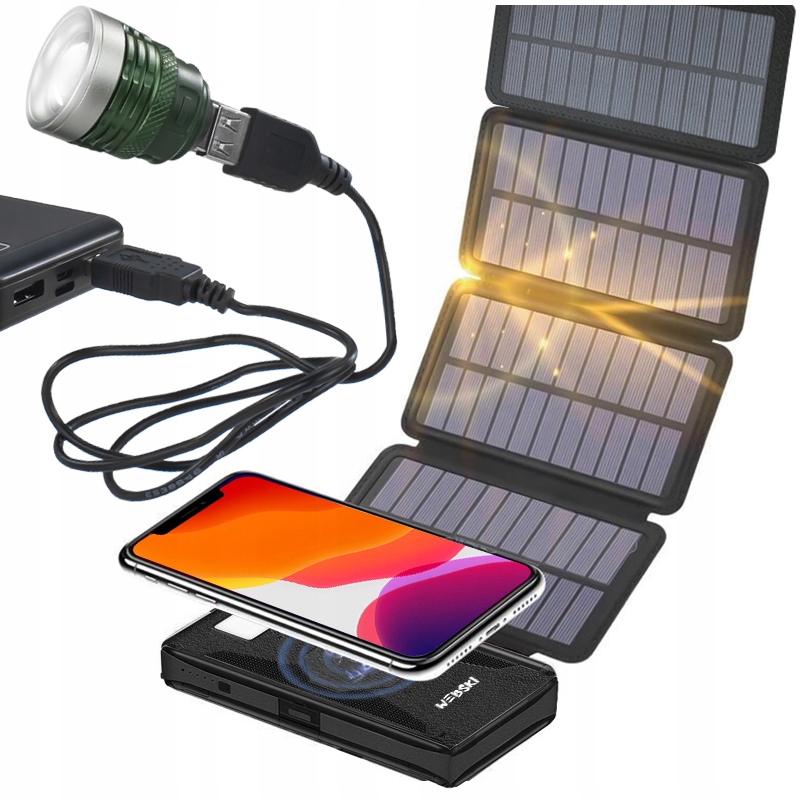 Pancerny Pojemny Duży Powerbank Solarny 16000 mAh