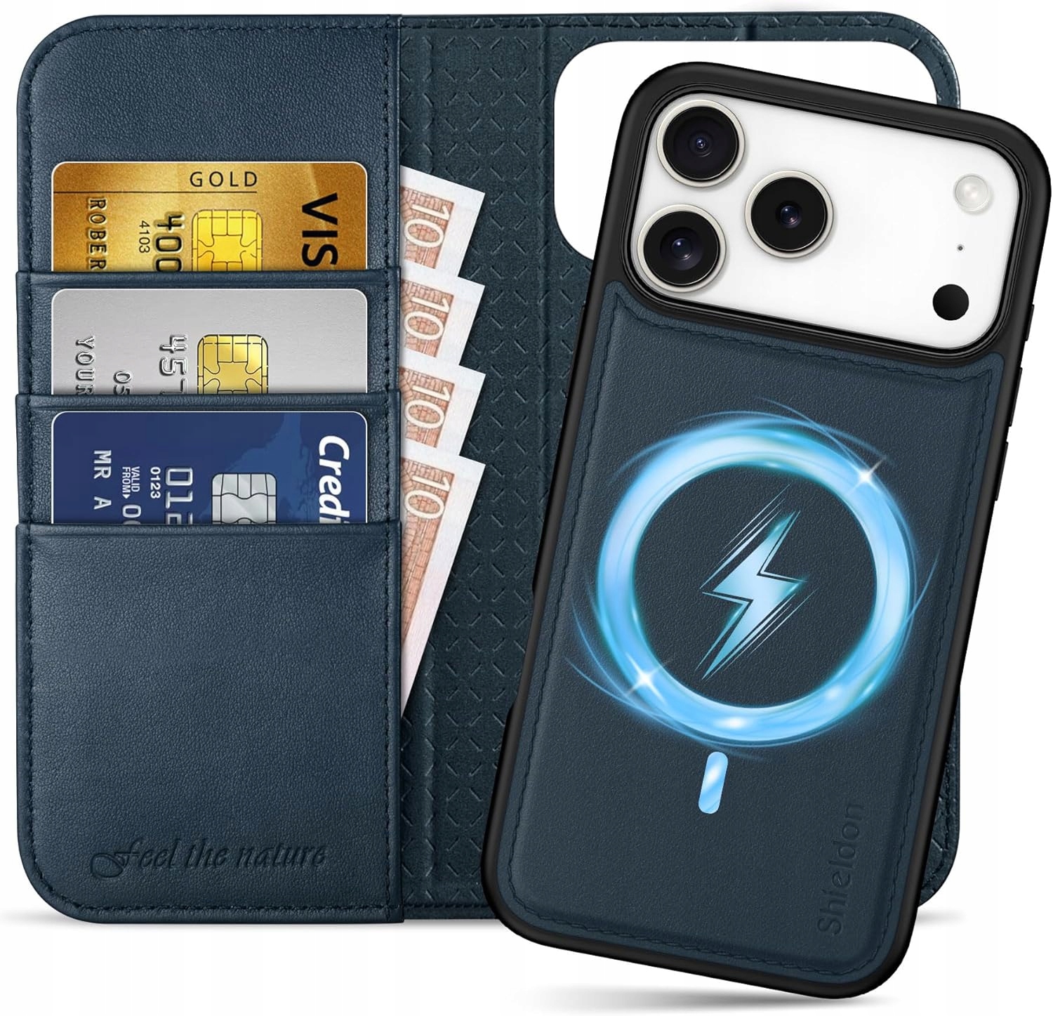 Etui z klapką Plecki MagSafe 2w1 Shieldon do Apple iPhone 17 Pro Max Skóra