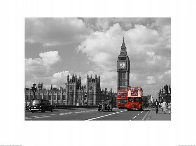 Big Ben Londyn czerwony autobus reprodukcja 80x60