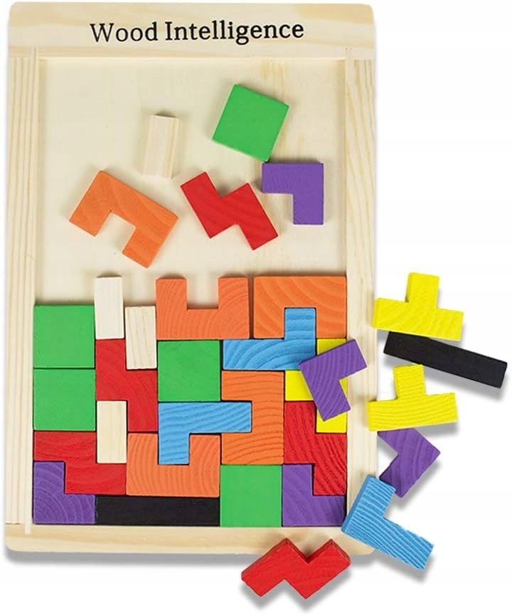 DREWNIANE KLOCKI TETRIS UKŁADANKA MONTESORI MONTESSORI PUZZLE Materiał drewno