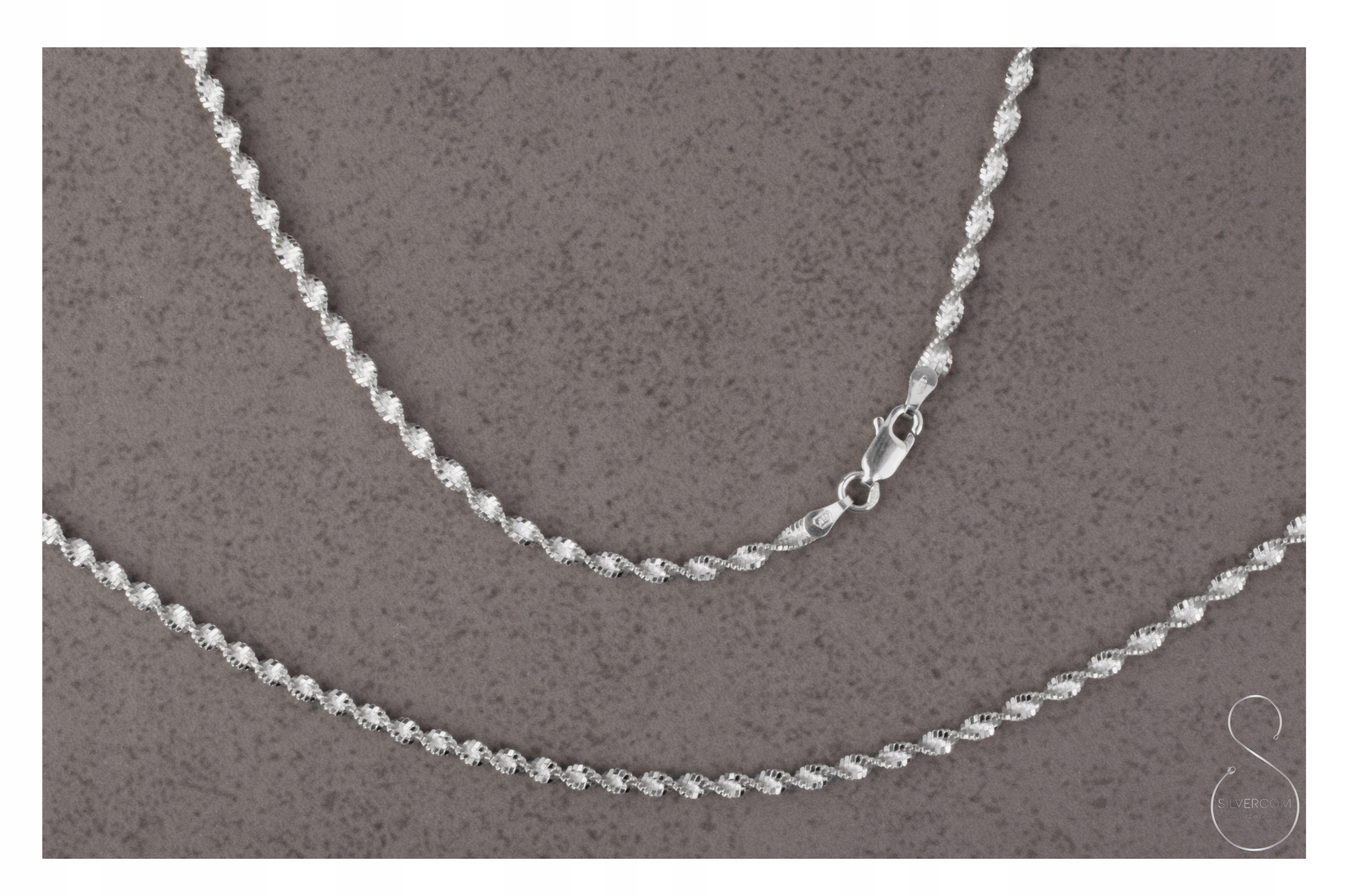 Řetízek Stříbrný Náhrdelník Ag 925 Kudrnatý, Diamantový Sníh Jako Dárek