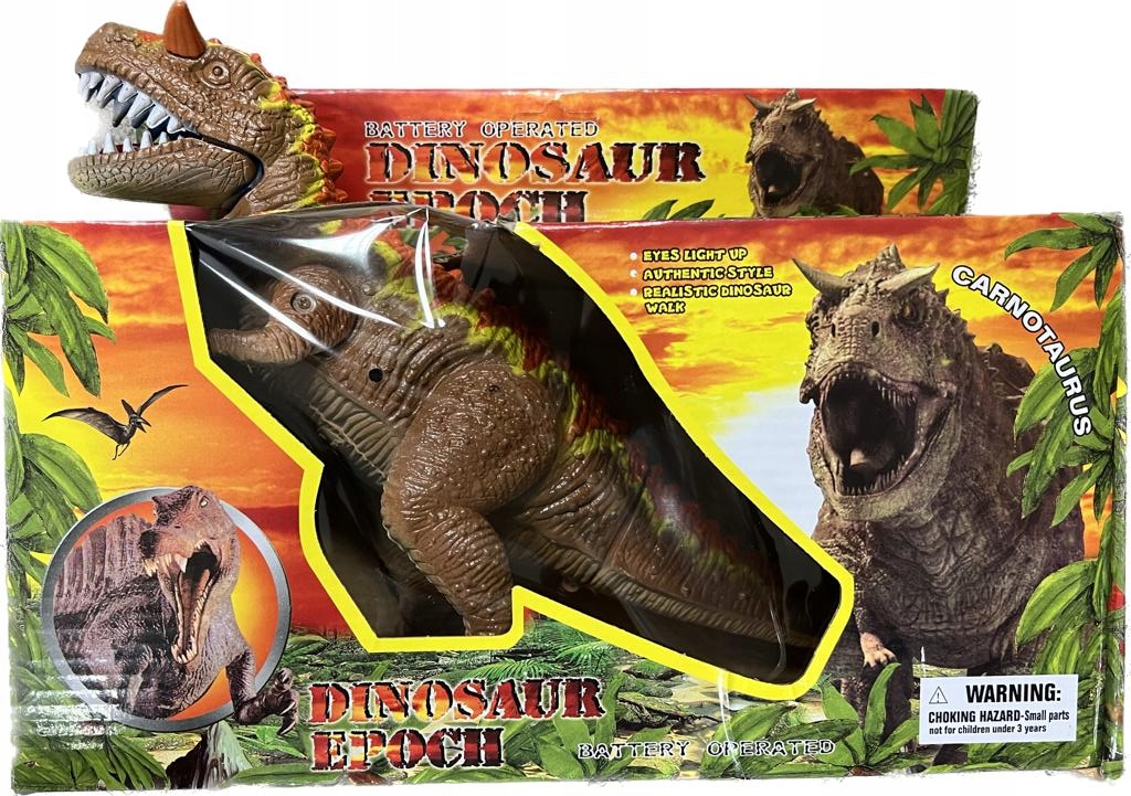 Duży Dinozaur T-Rex Tyranozaur Chodzi Ryczy Świeci