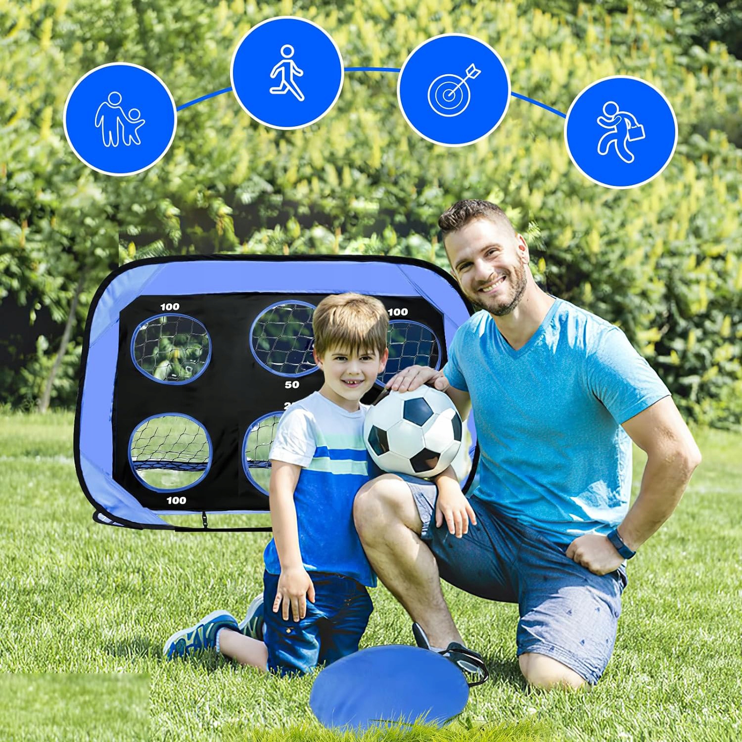 PRZENOŚNY 4W1 BRAMKA PIŁKARSKA TRENINGOWA Z SIATKĄ,PREZENTY DLA DZIECI Kod producenta Football Goal Trainer