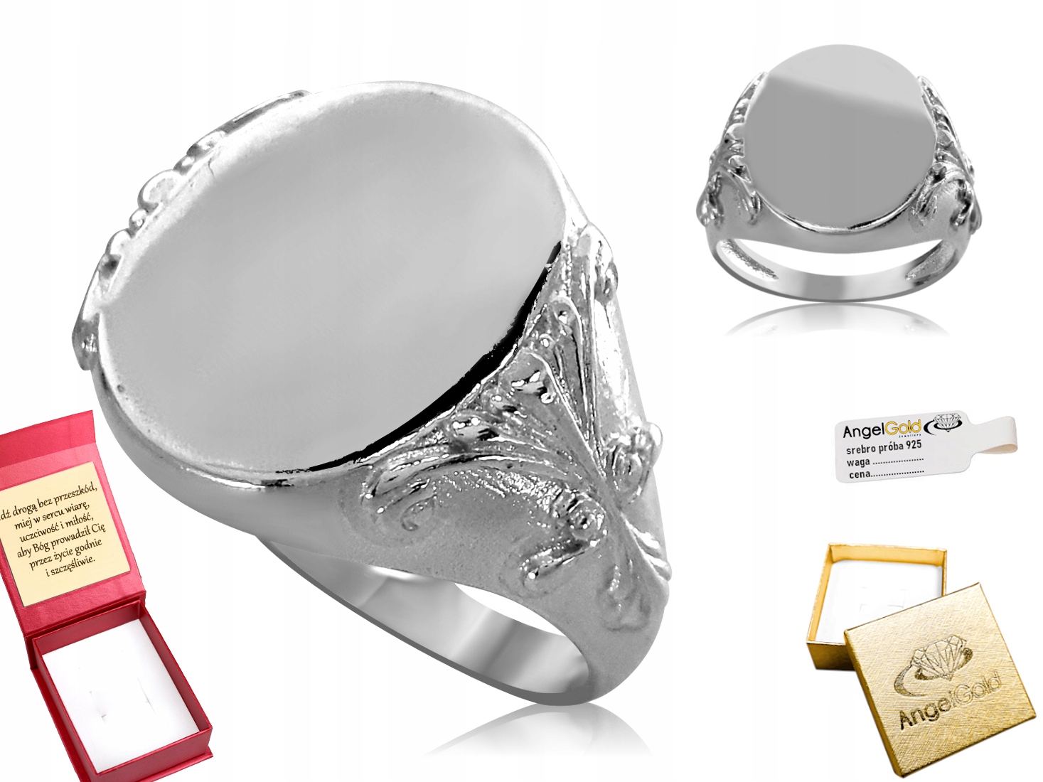 Stříbrný Pánský Prsten Ovál Ornamenty Pr 925 Gravírování