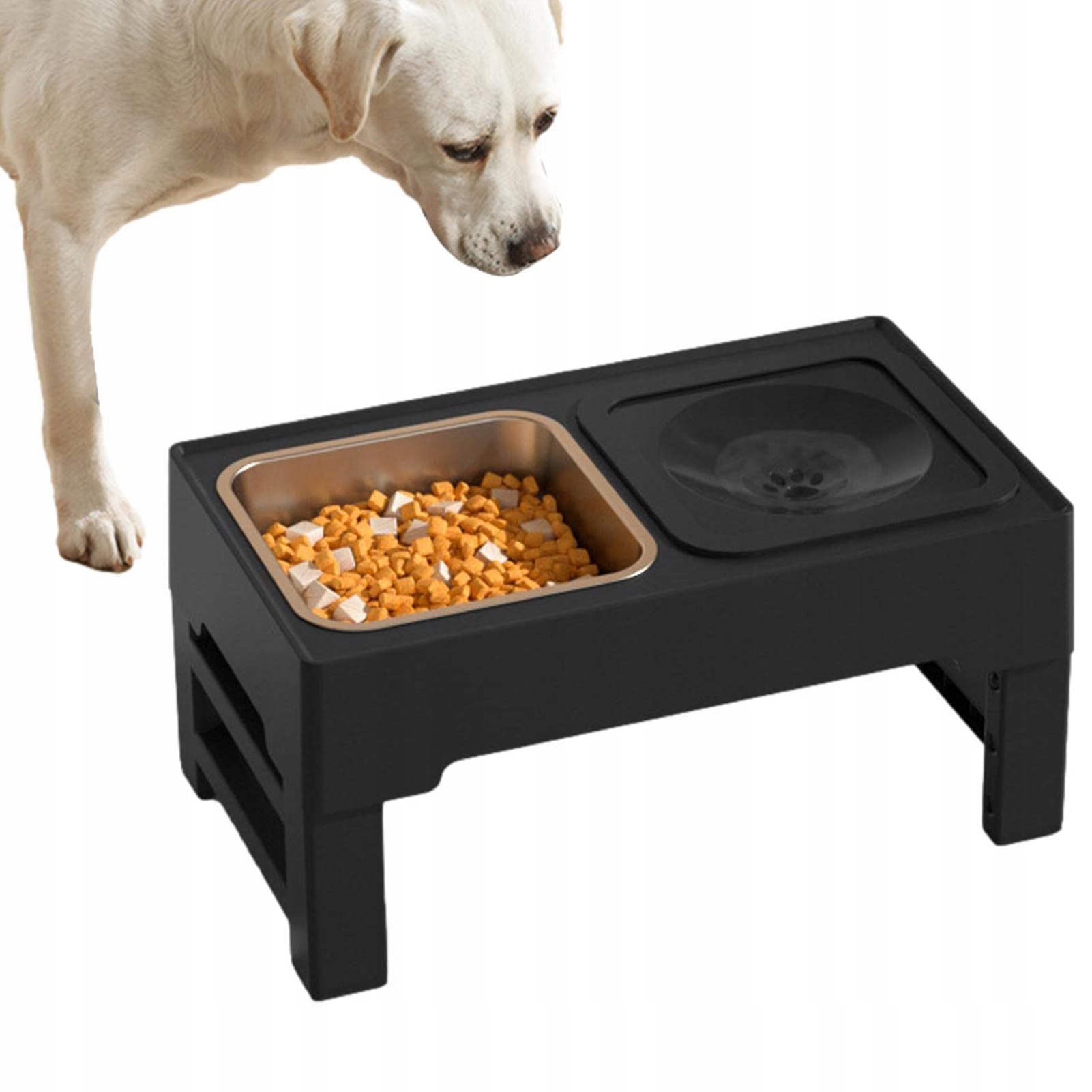 Levně Sada 2 Misek Pro Psa Na Stojanu Proti Rozlévání, Kovové, S Nastavitelnou Výškou