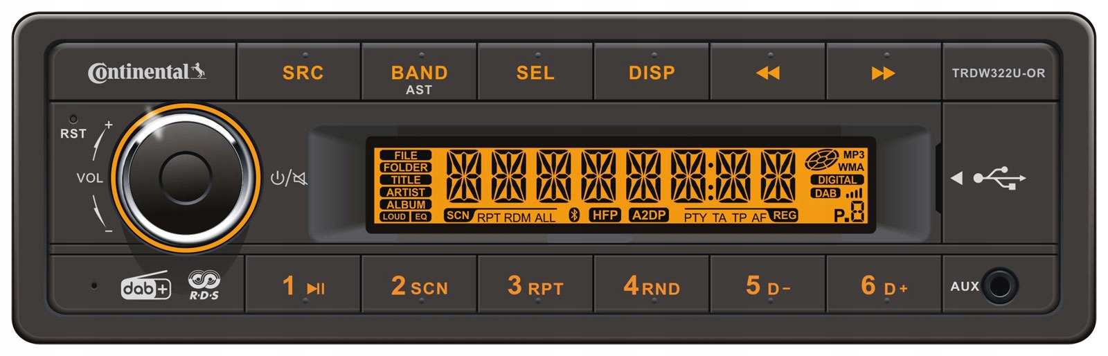 Continental TRDW322U-OR 24V Autorádio Dab+ Bluetooth Truck