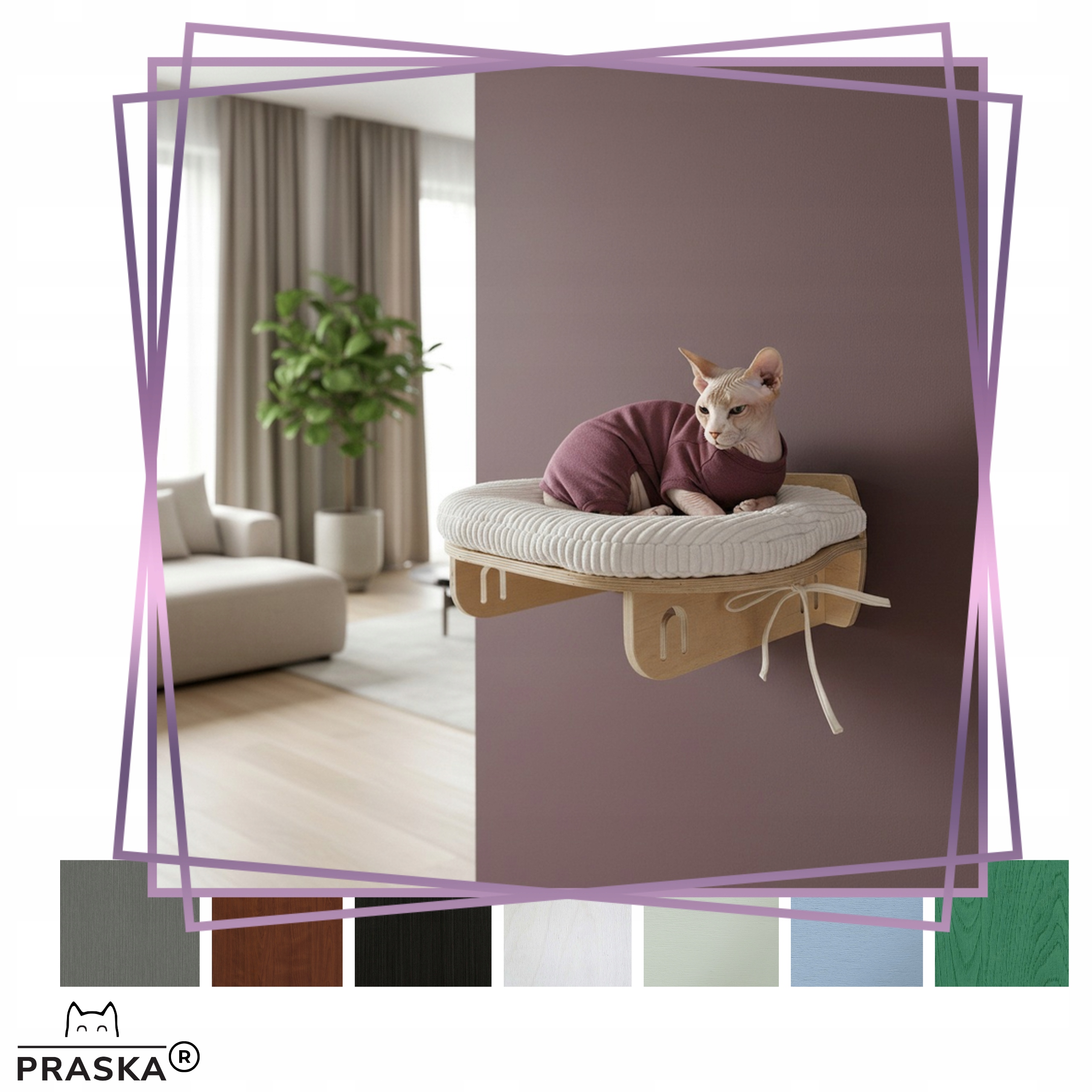 Levně Praska polička na zeď pro kočky Ovalrest 50x35 cm překližka Barva