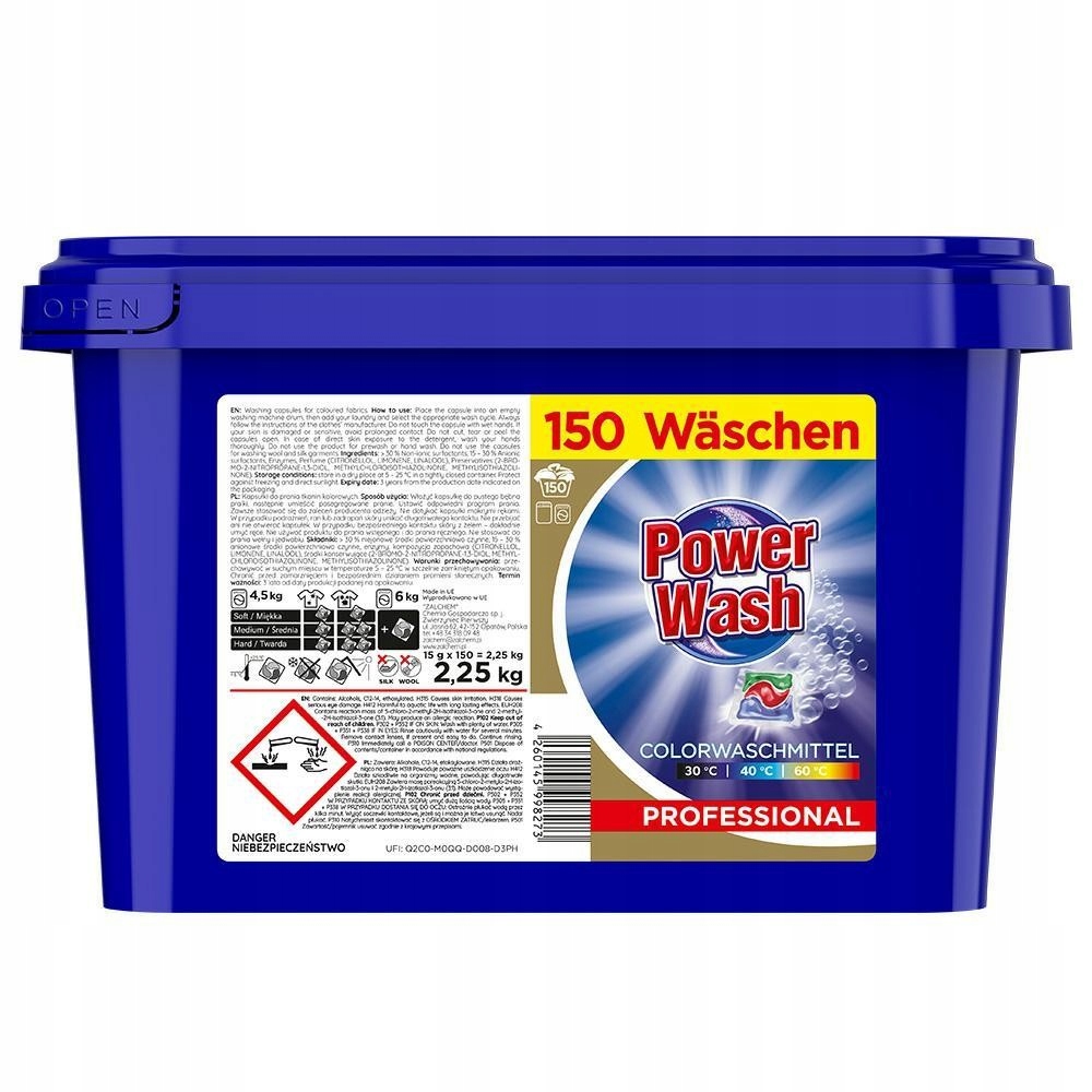 Levně Power Wash Kapsle na praní barevných tkanin 150 kusů