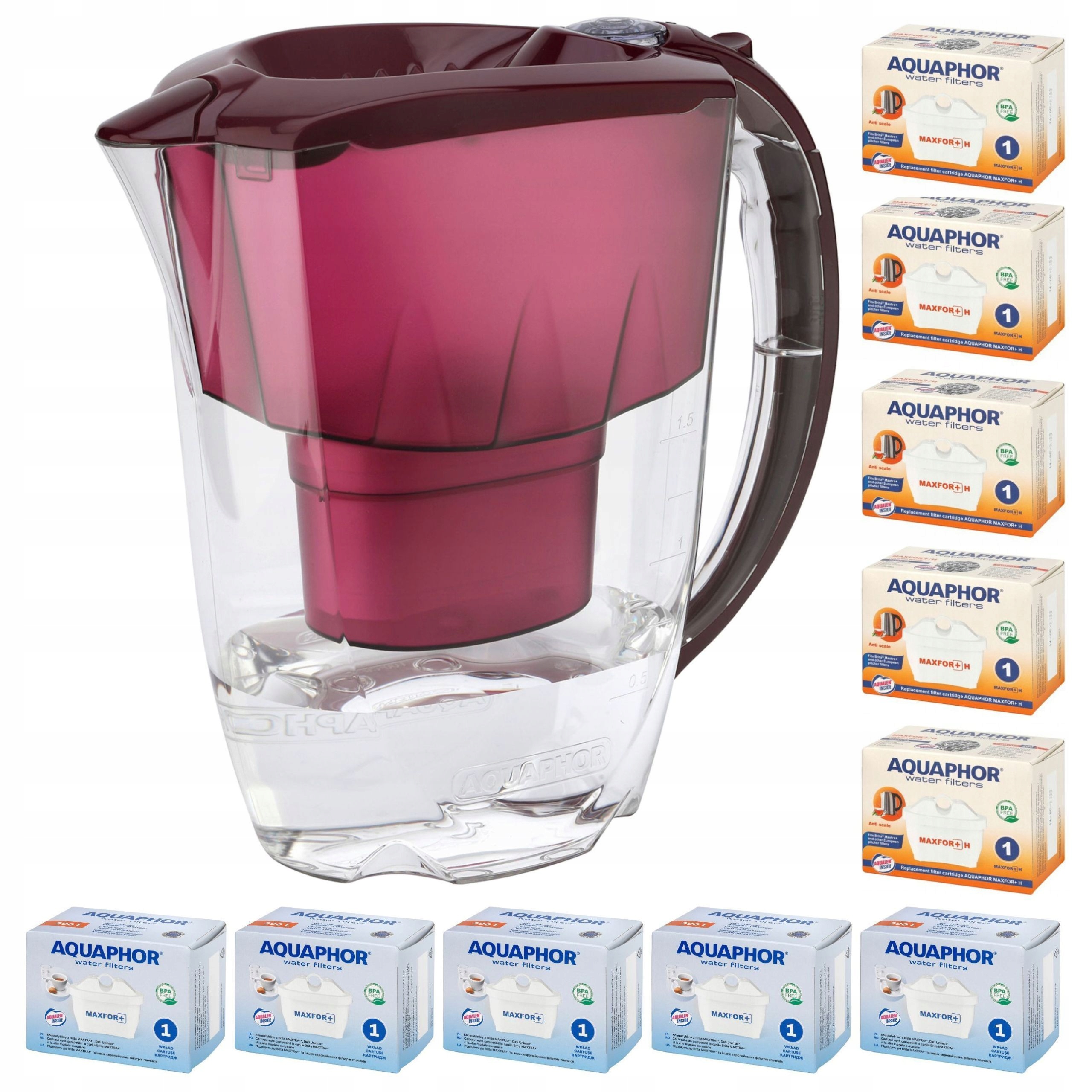 Filtrační konvice Aquaphor Amethyst 2,8 l 10 náplní (5+5H), třešňová