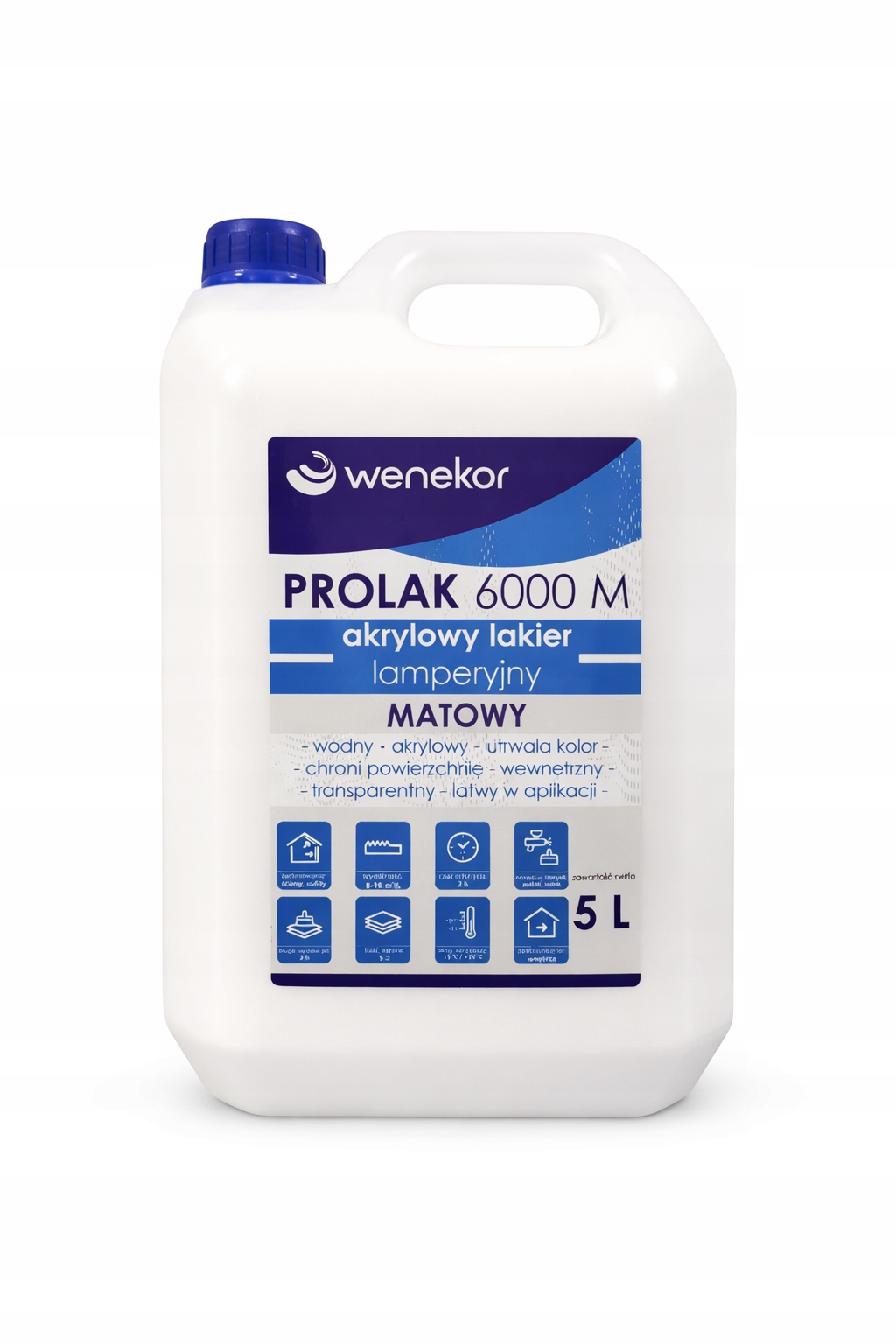 Lakier Akrylowy do ścian Matowy Bezbarwny 5 L