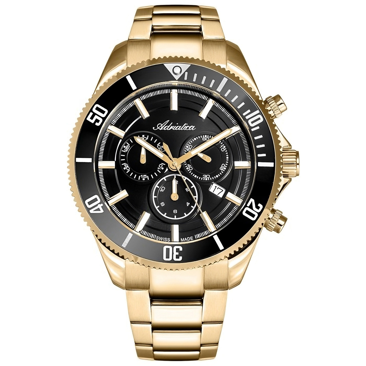 Pánské hodinky Adriatica A1139.1114CHN zlaté chronografy safírové sklo