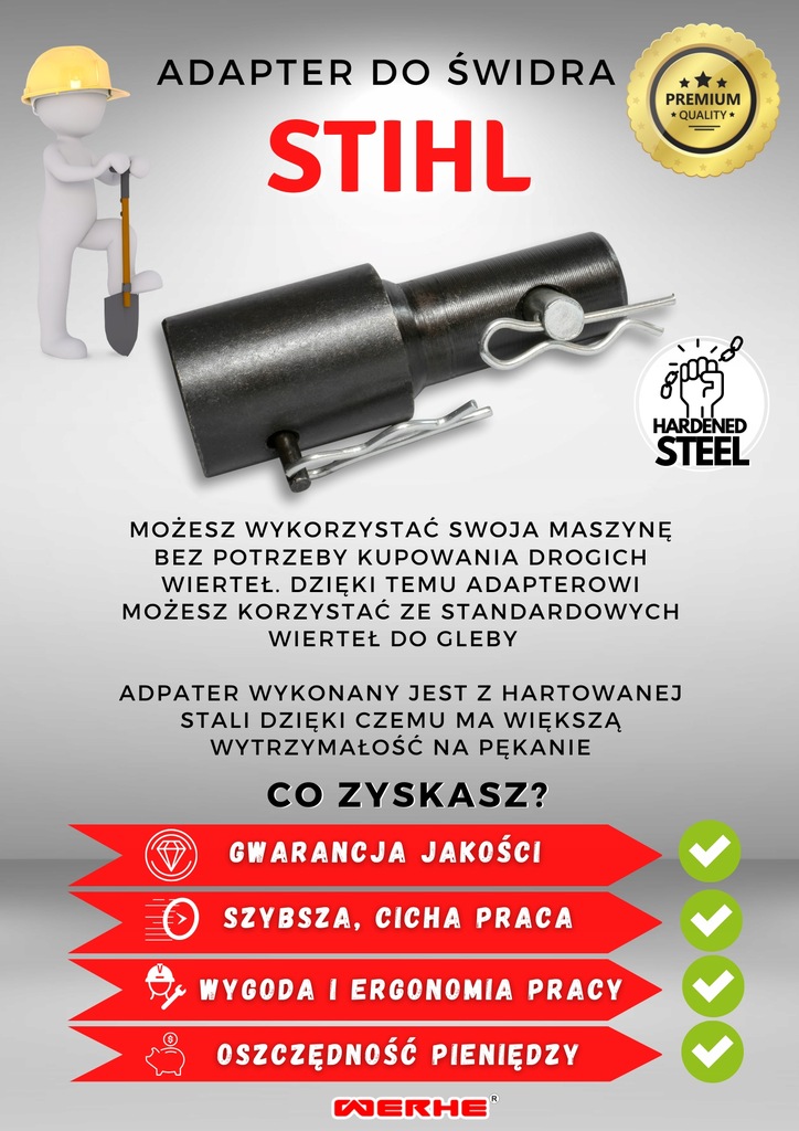 Adapter STIHL wiertnica świder gleba studnia słup Zasilanie ręczne