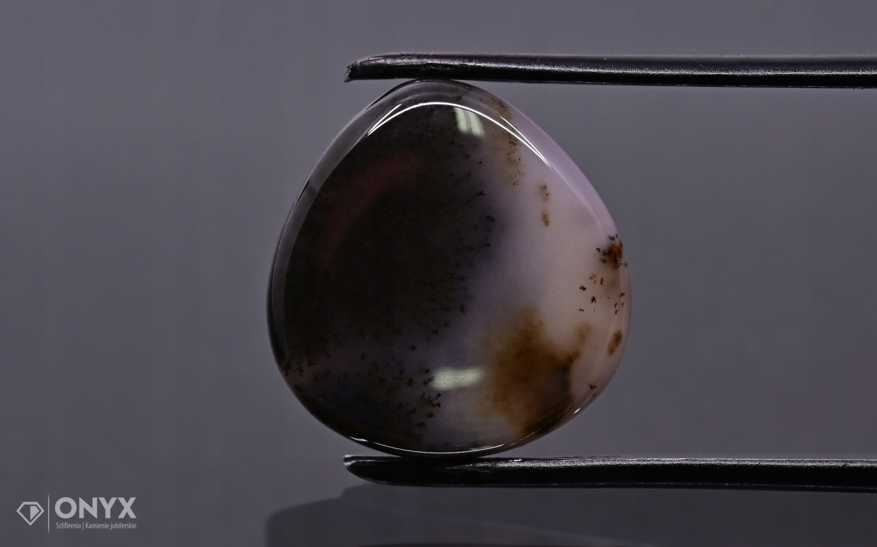 Dendritový achát z Kazachstánu konvexní plaketa slza