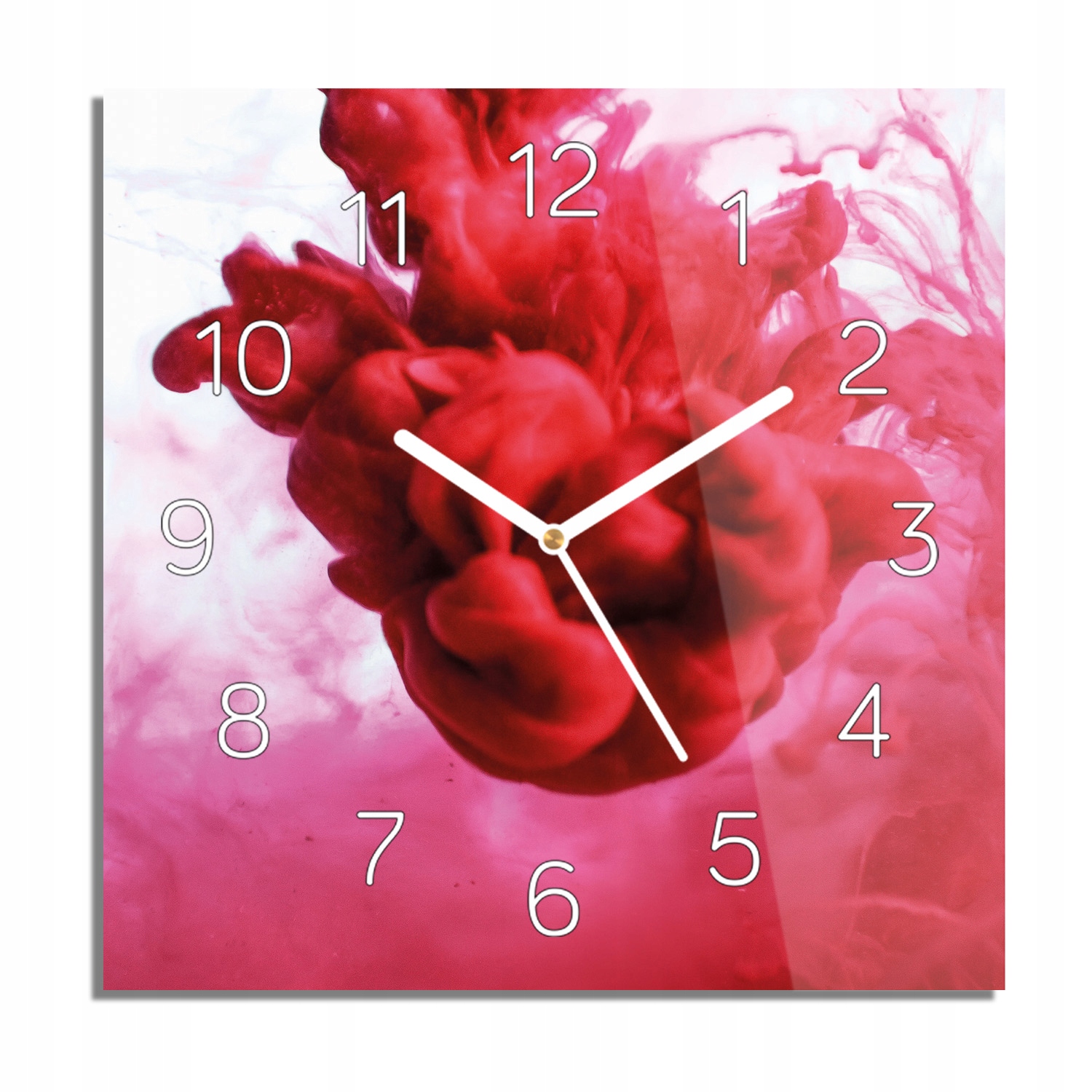 

Czerwona farba plama zegar na szkle 30x30 kwadrat