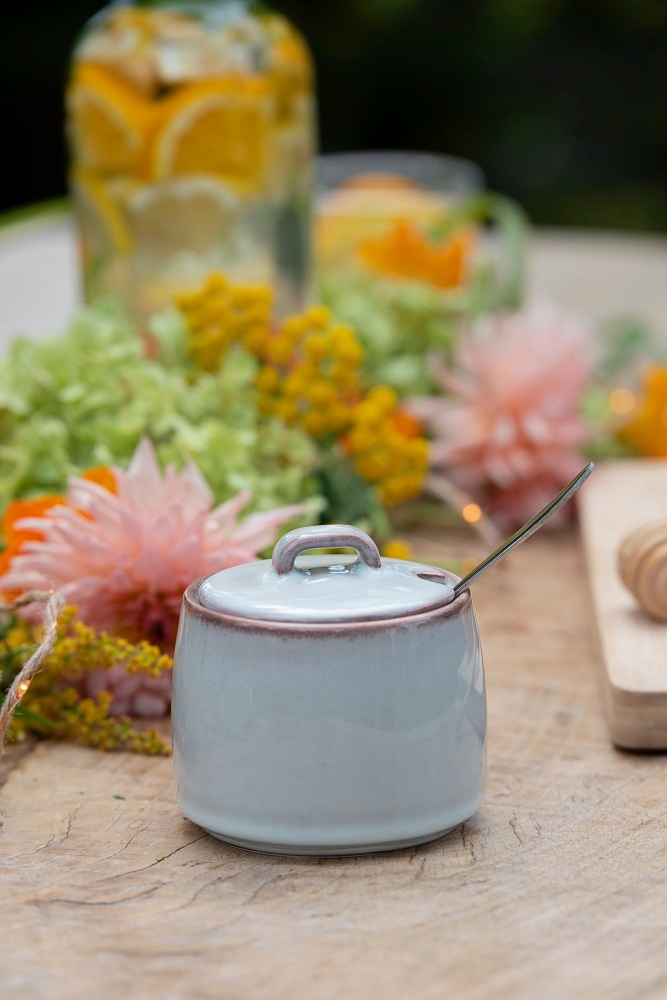 Cukiernica porcelanowa LAGOS szara z przykrywką Marka Galicja