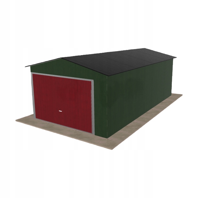 Plechová garáž 3.5x6.5 m jednopolohová, dvouspádová, zelená