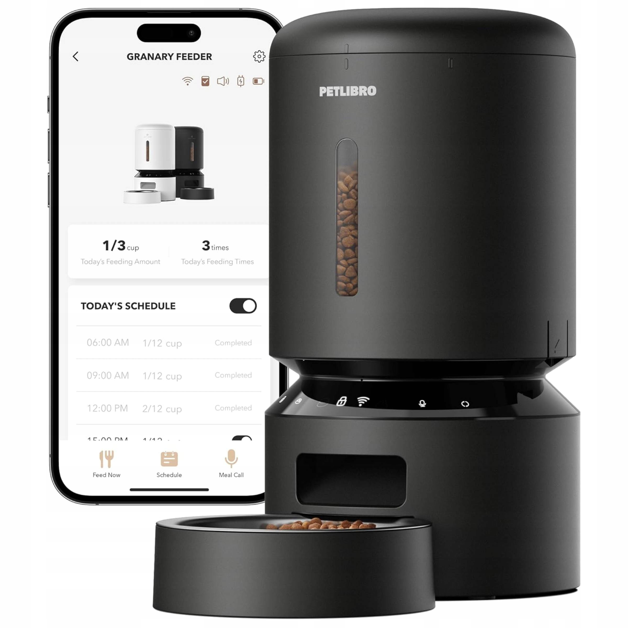 Levně Inteligentní automatický Dávkovač krmiva 5L WiFi Petlibro Granary (černý)