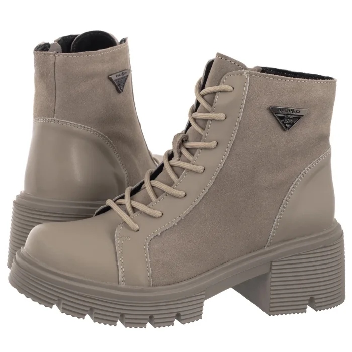 Dámské kožené Kotníkové Boty na podpatku Filippo béžové DBT6495/25 Be