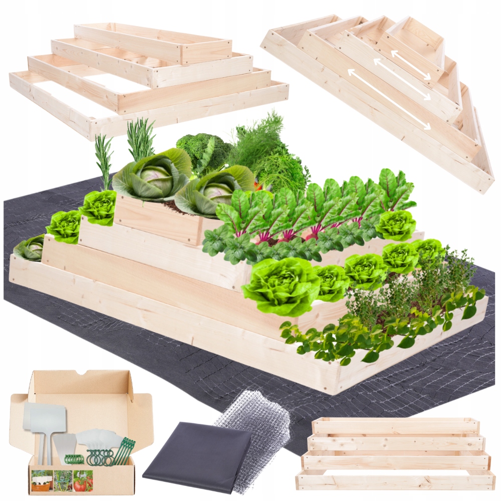 Kaskádový květináč nastavitelný dřevěný zeleninový záhon vyvýšený 36x120x100