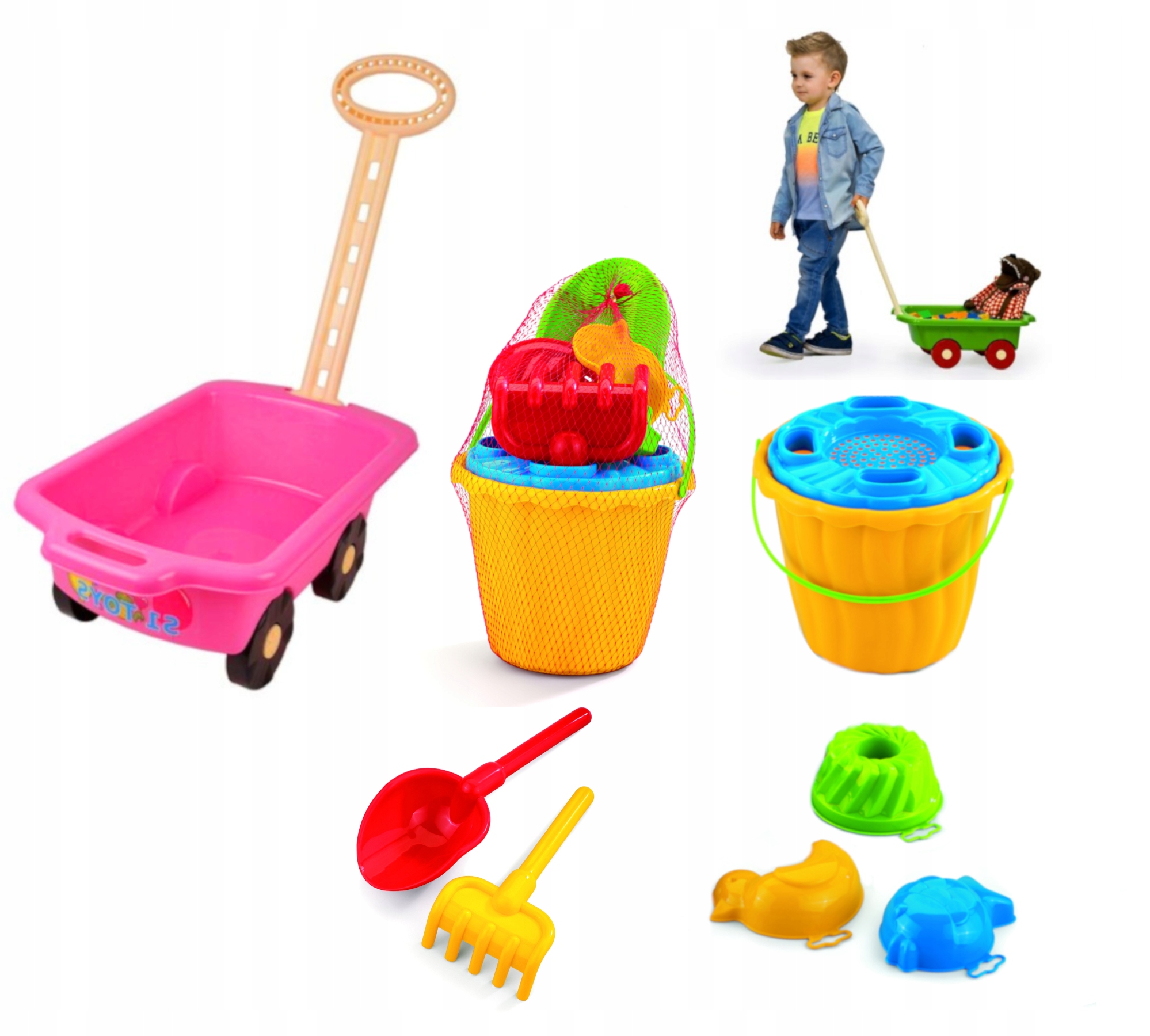 WÓZEK TACZKA KOMPLET GRABKI ŁOPATKA WIADERK