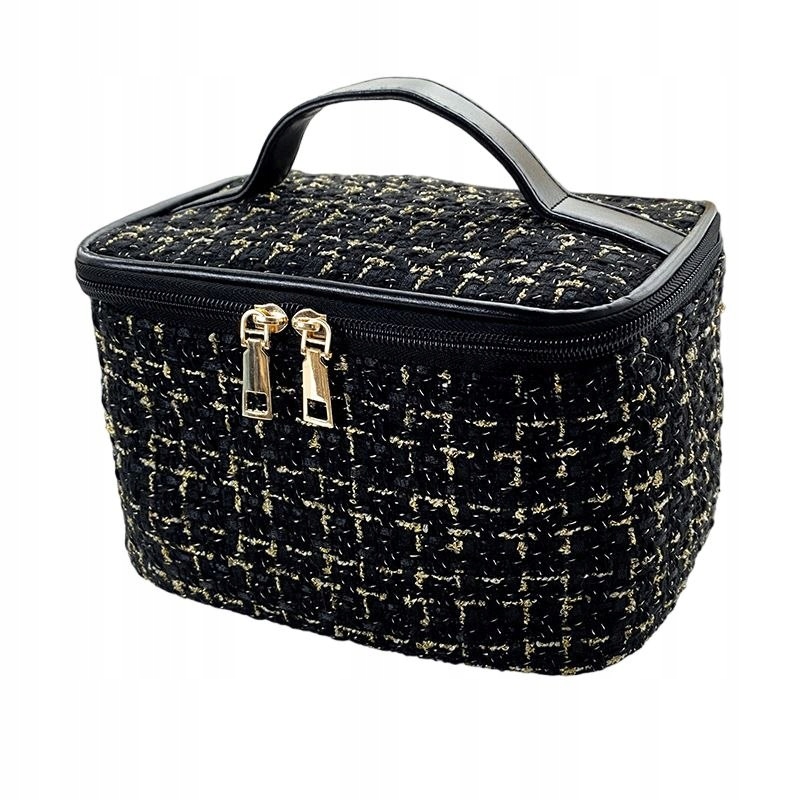 Kosmetická Taška Glamour Gold 22X14X14 Kufřík Kostkovaný