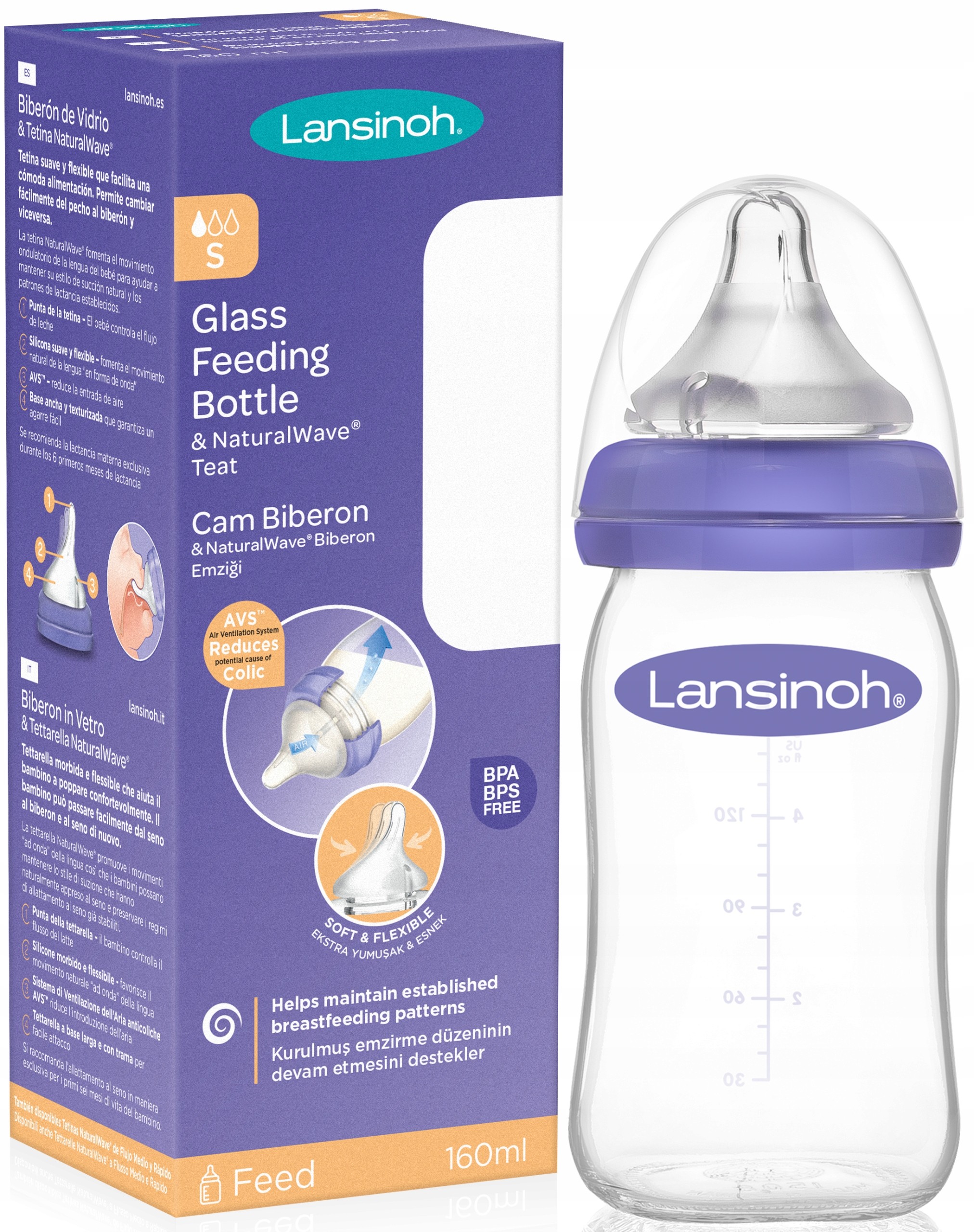Lansinoh, стеклянная бутылочка для кормления 160 мл
