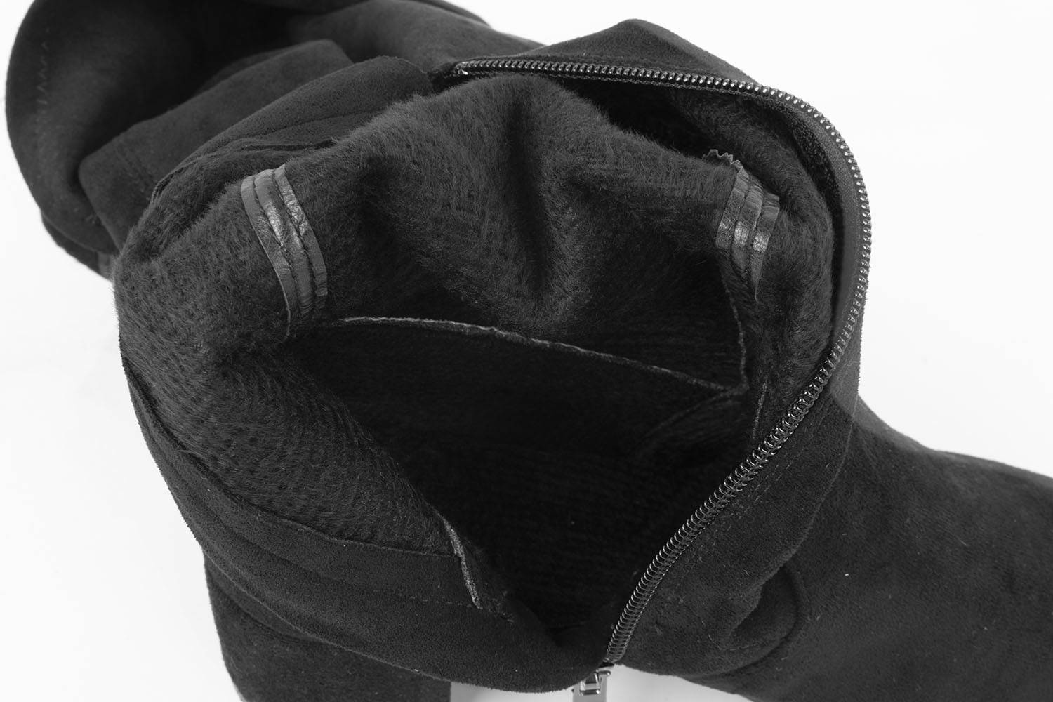KOZAKI NA NISKI SŁUPKU CZARNE OCIEPLANE ZAMSZOWE 3 Materiał zewnętrzny skóra ekologiczna zamszowa