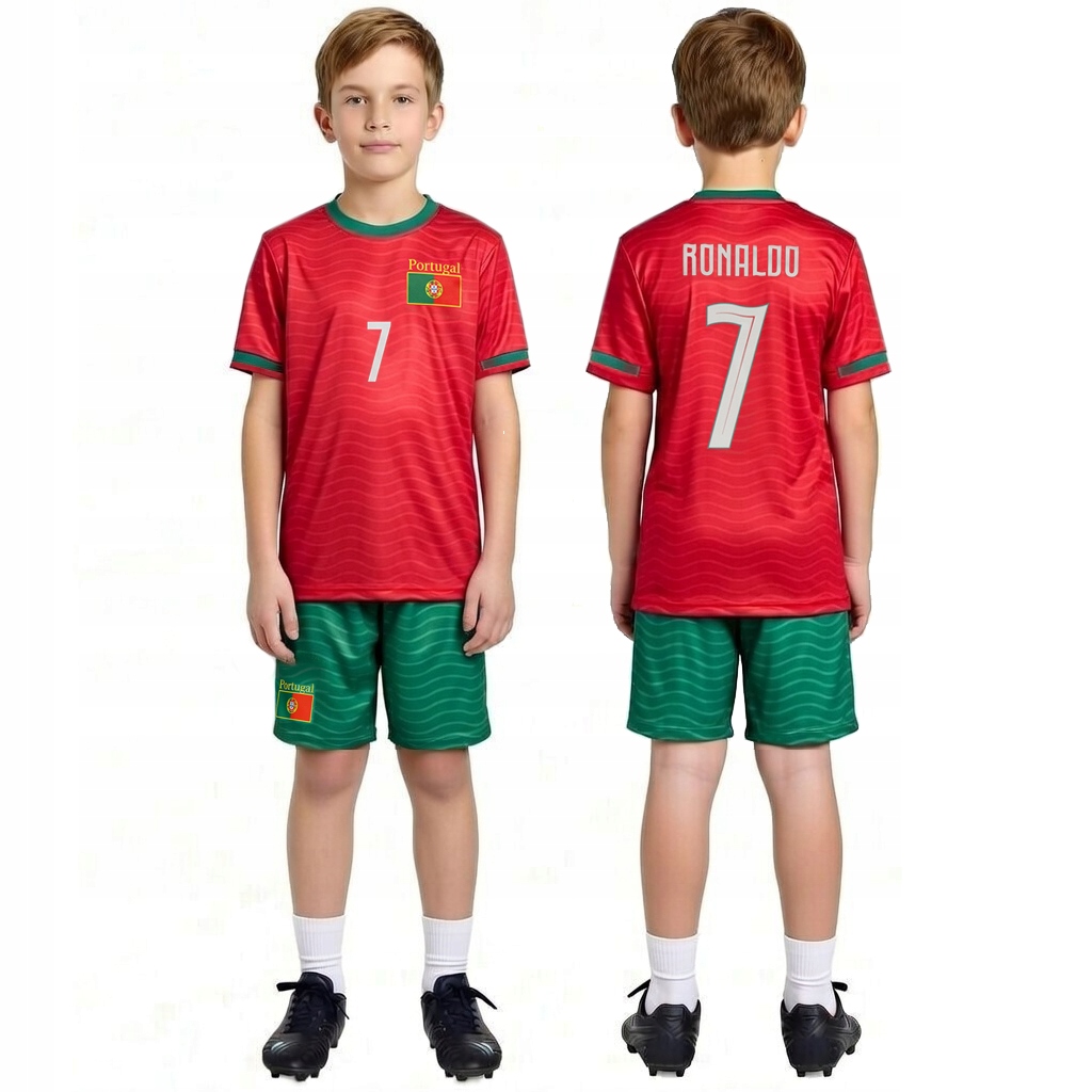 Strój Piłkarski 2w1 z Ronaldo 7 Koszulka Spodenki zestaw komplet 146 cm