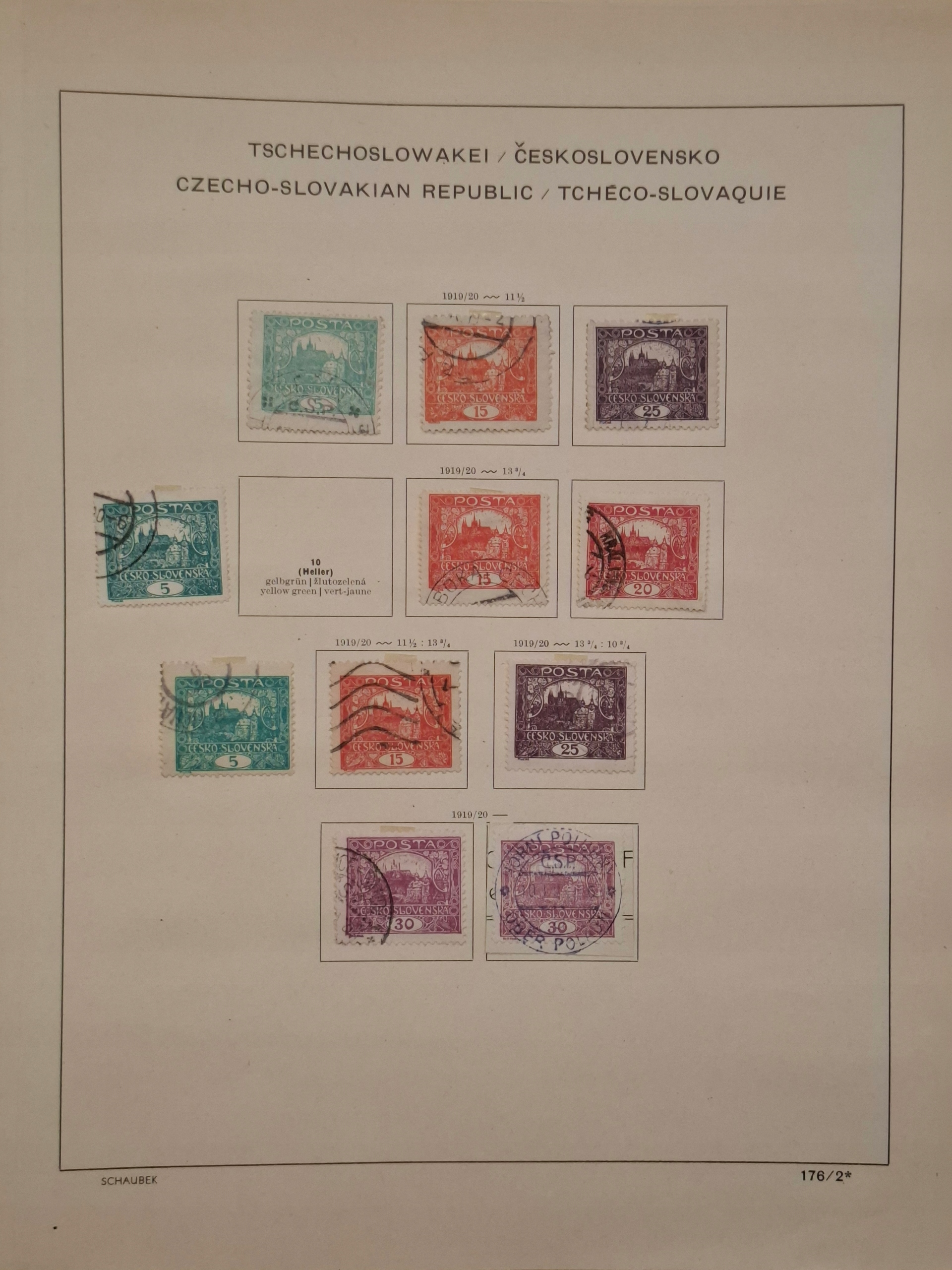 Znaczki Czechosłowacja strona z klasera Czechy