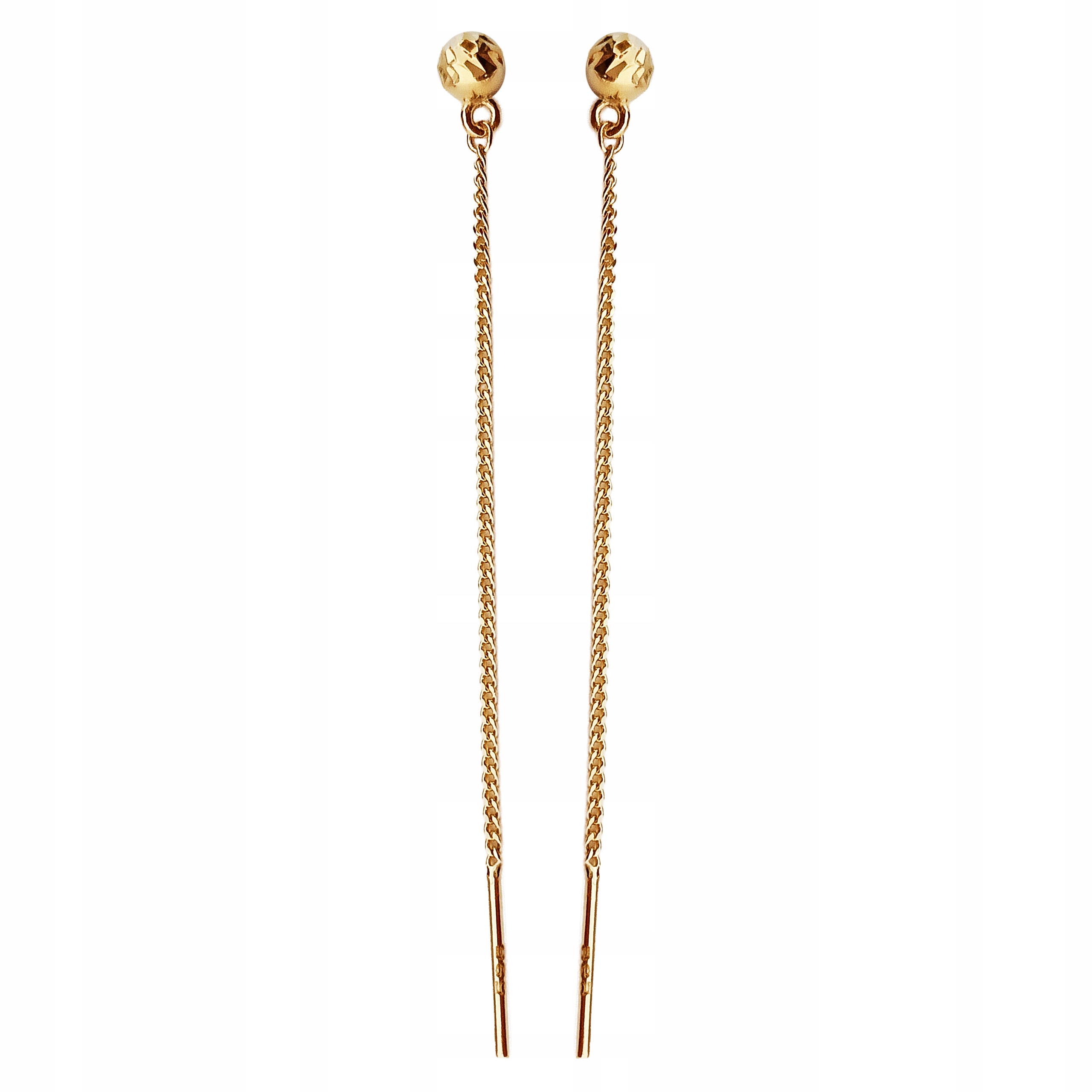 Zlaté náušnice 585 provlékací diamantované kuličky 3mm s kuličkou 1,12g