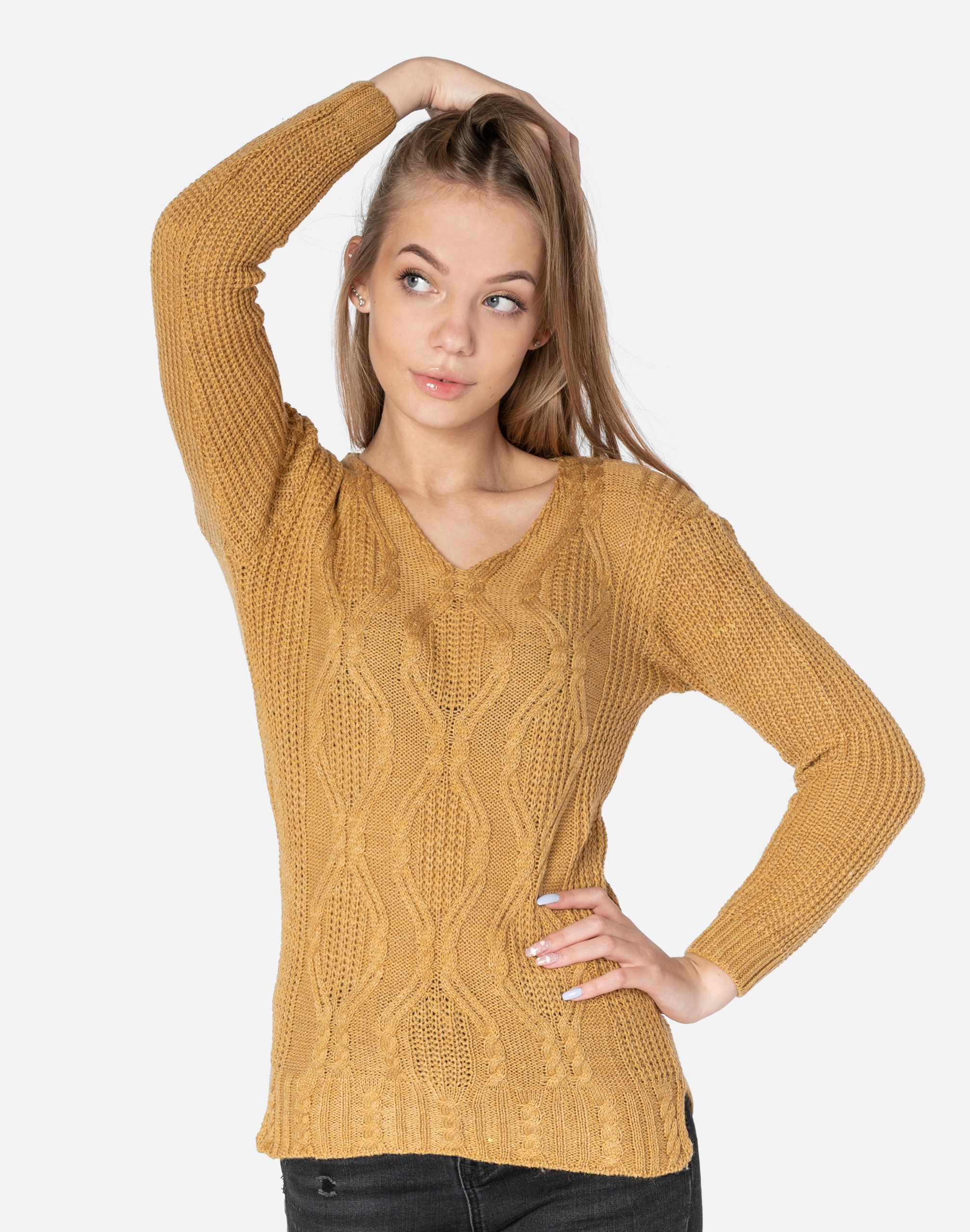 Lekki Sweterek Damski Sweter Serek SD03-03 miodowy Marka inna