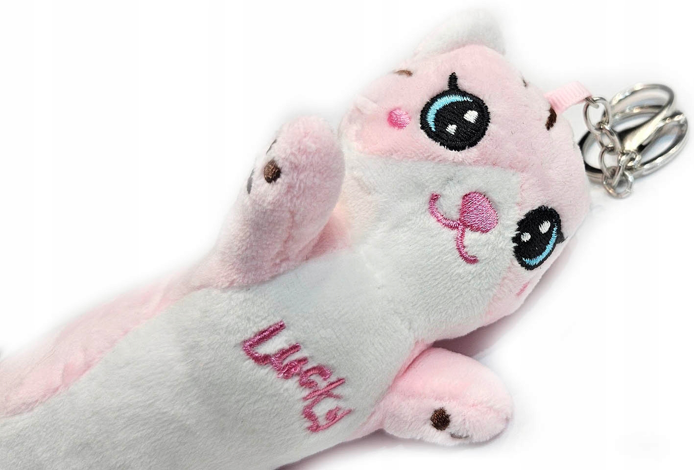 KOT BRELOK ZAWIESZKA MASKOTKA DŁUGI KOT KOTEK 20CM ROŻOWY