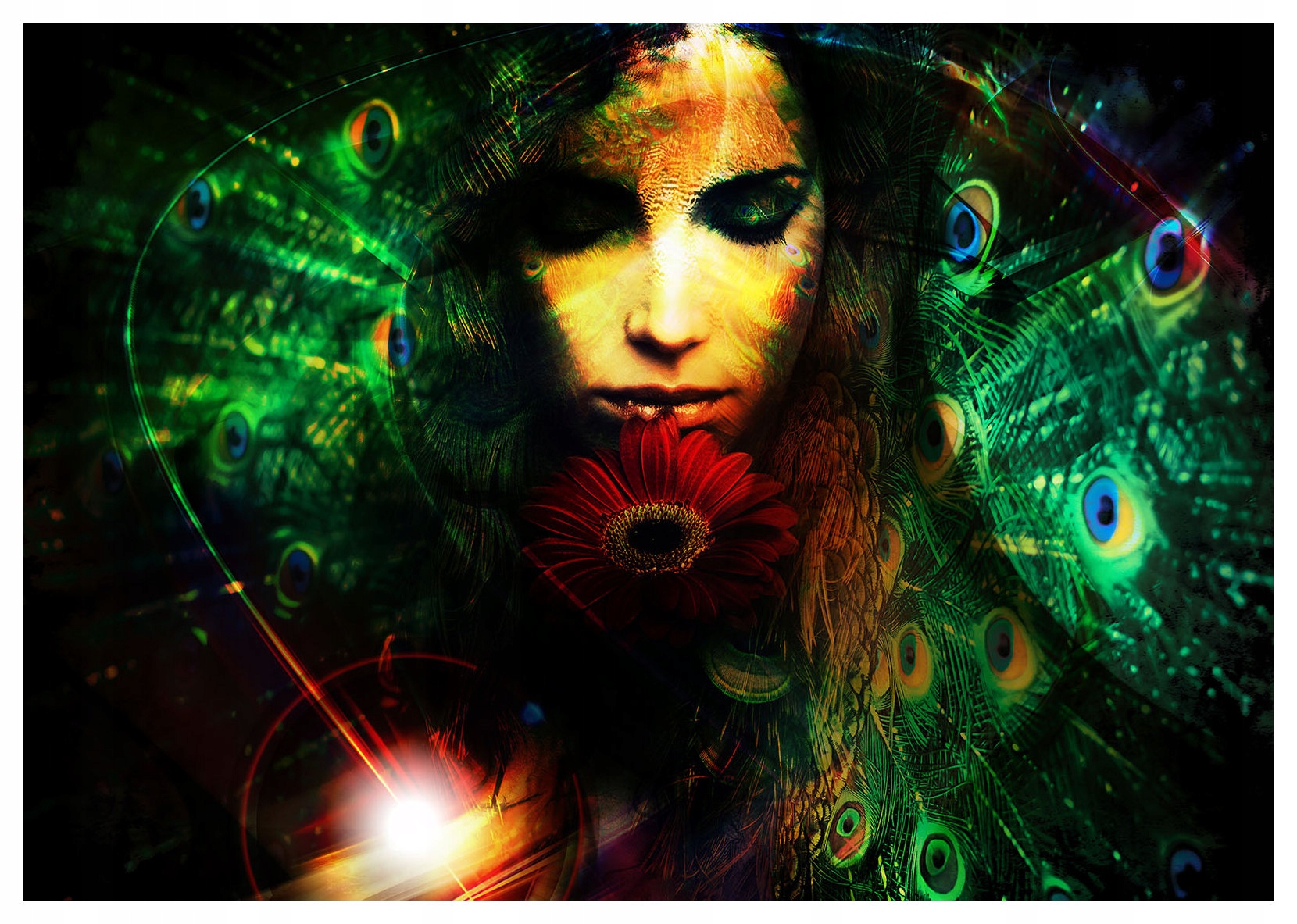 Fototapeta Paw Gerbera a žena Abstrakcia do obývačky 312x219 lepidlo