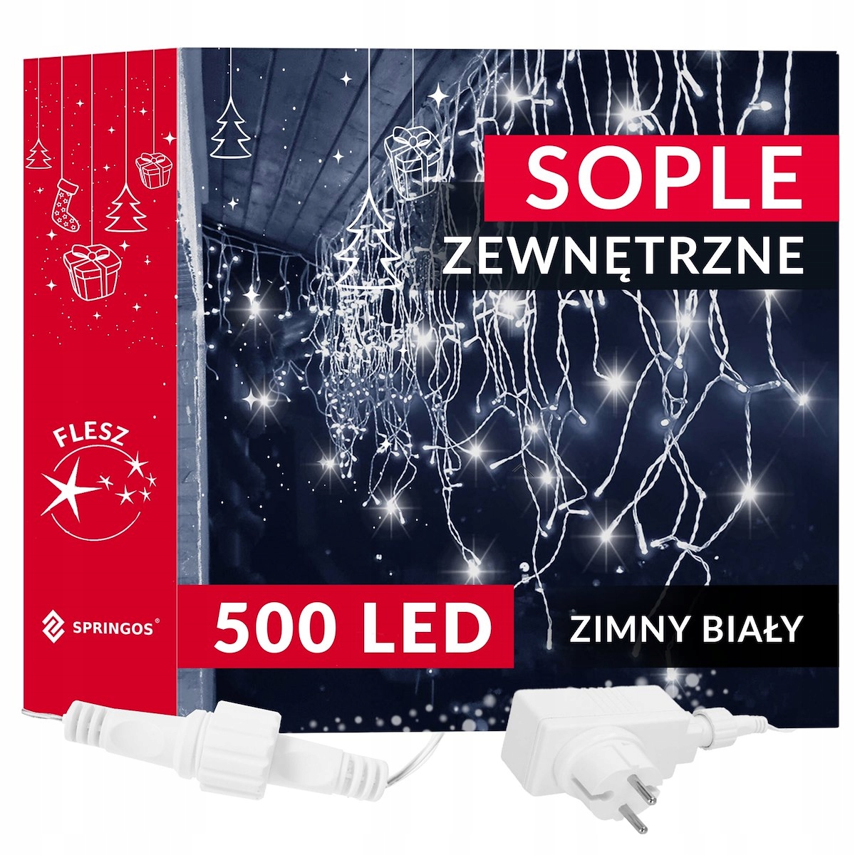 

Sople Zewnętrzne 1000 Led Lampki IP44 Flash Biel