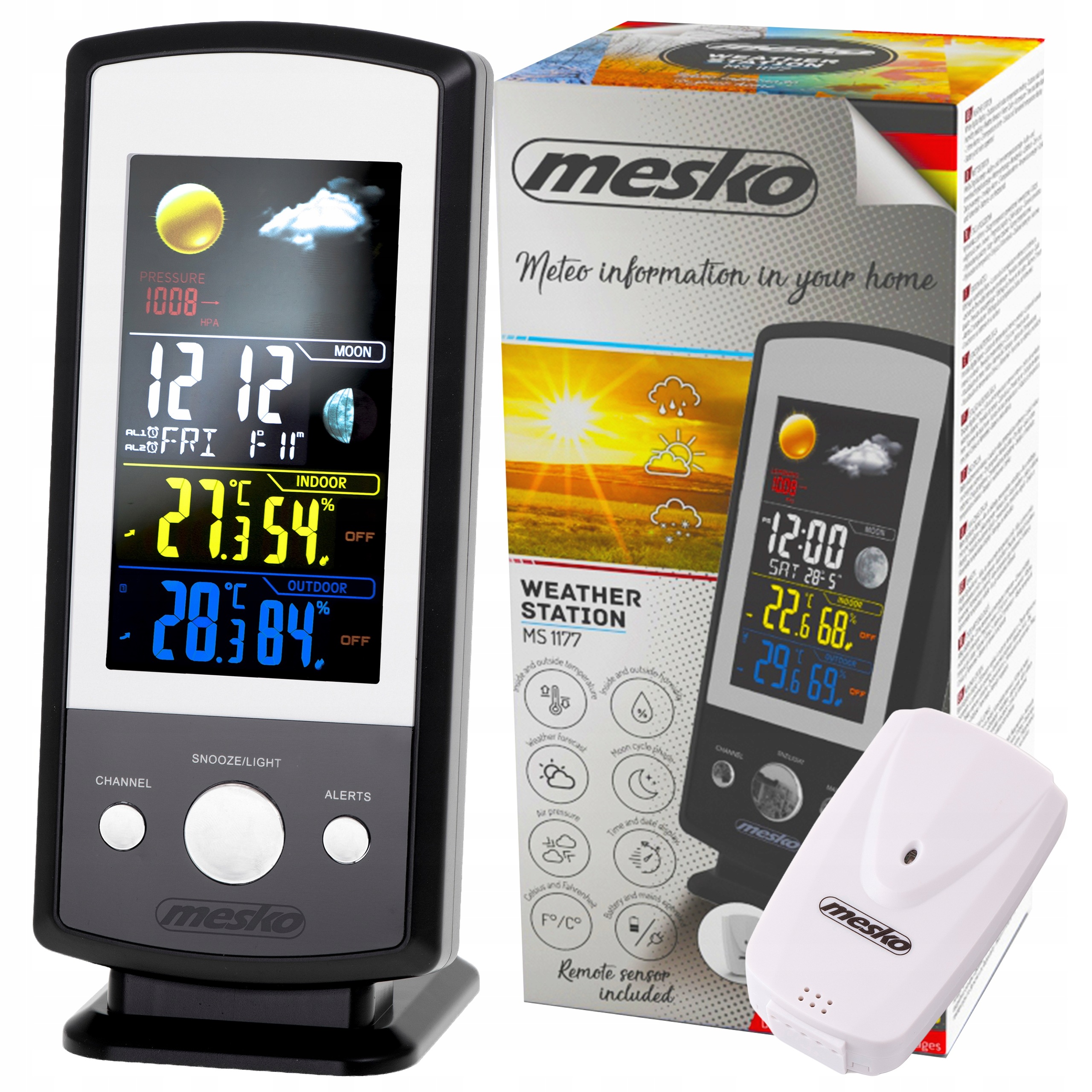 Bezdrátová Meteorologická Stanice Senzor Teploty Hodiny Budík LCD Sonda
