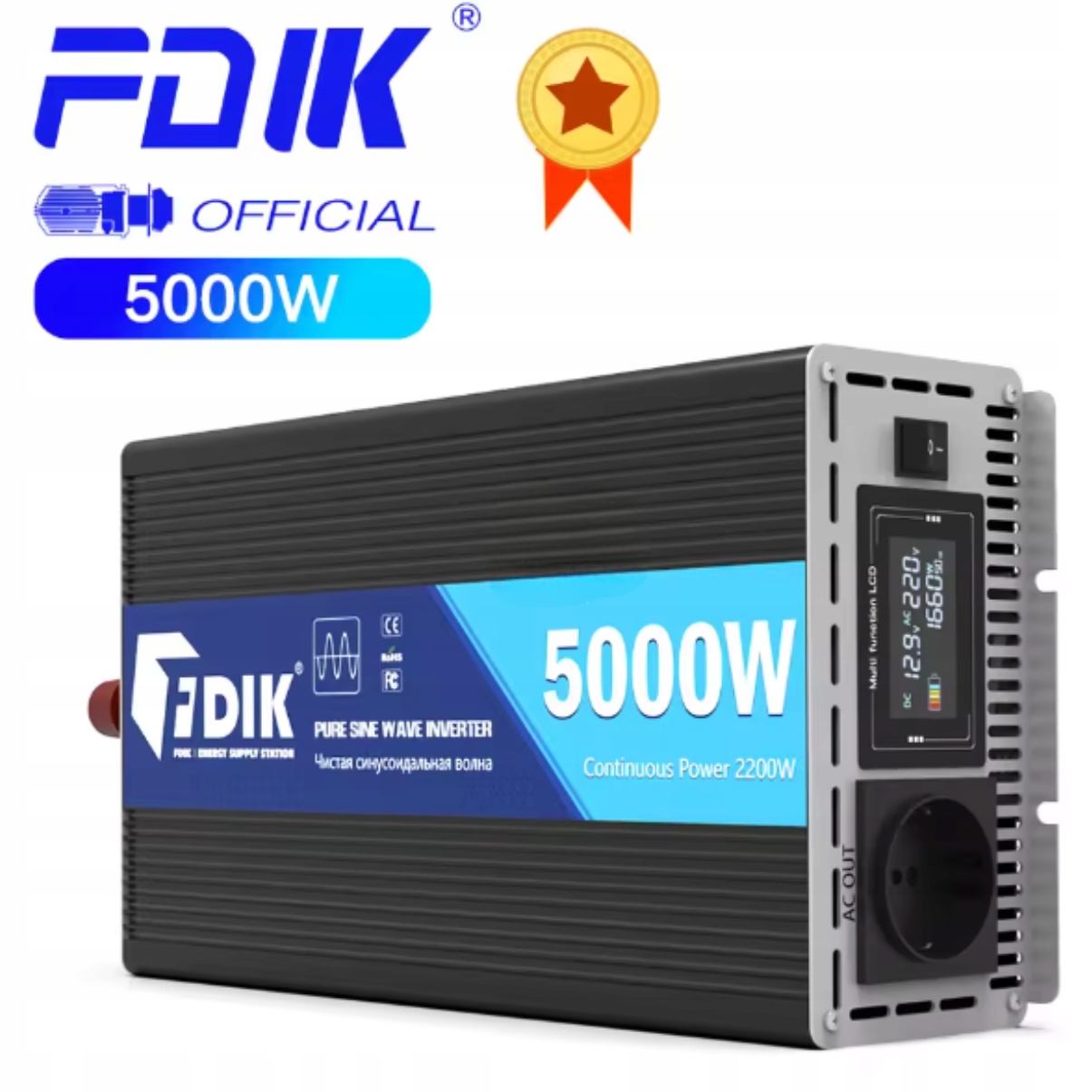 PRZETWORNICA SAMOCHODOWA NAPIĘCIA 12V na 230V 5000W SINUS CZYSTA SINUSOIDA