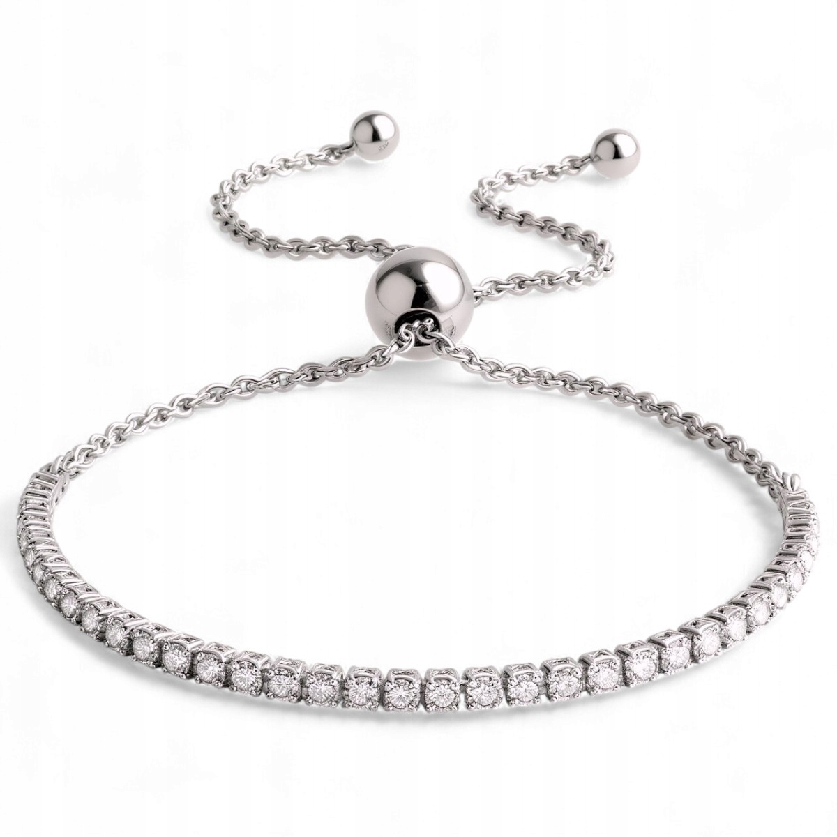 Lesklá tenisová Náramka stříbro 925 platina osázená zirkony