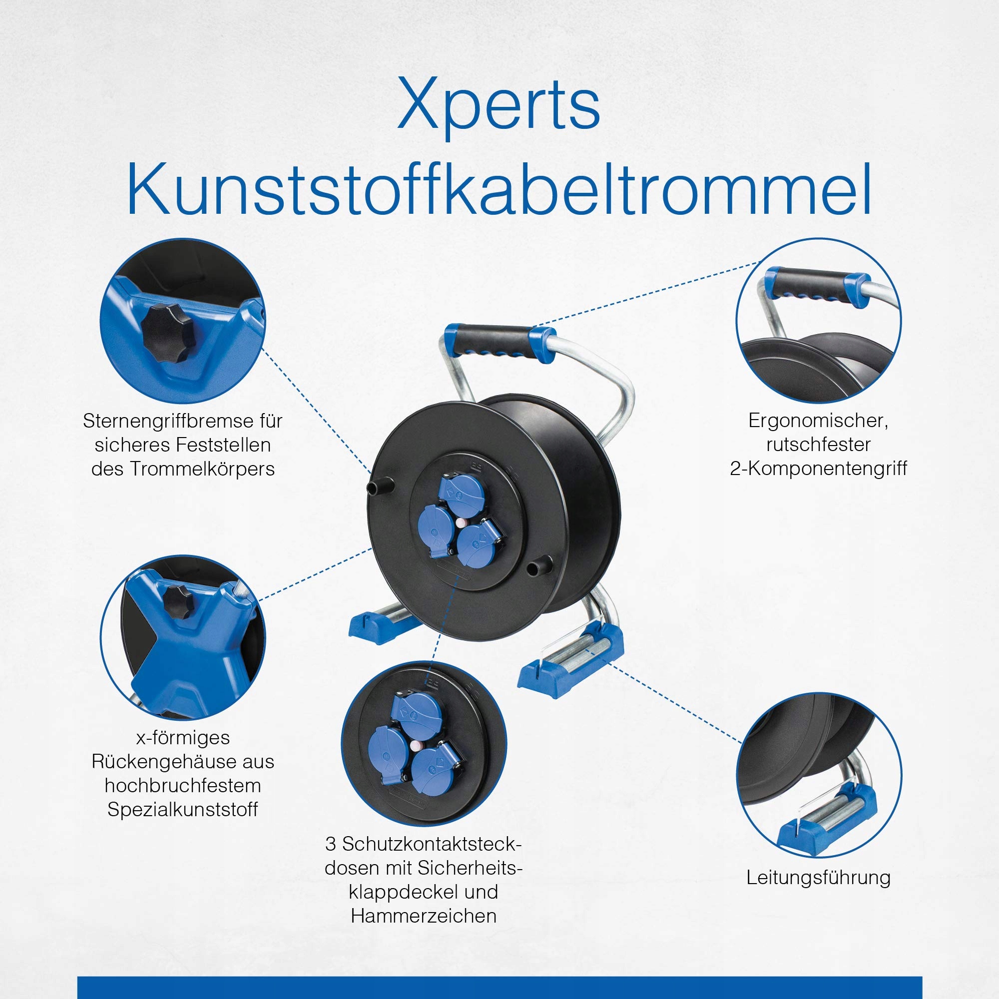 SCHWABE XPERTS Bęben Kablowy 40m 3 Gniazda USB IP44 Ochrona Termiczna — miniatura 3