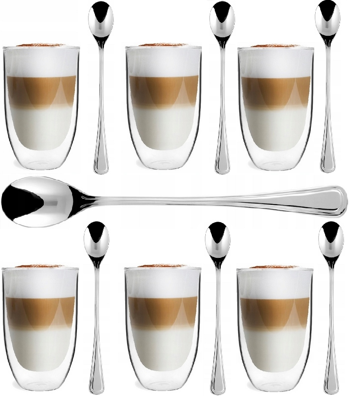 

Zestaw 6 Szklanki Termiczne Kawy Latte +6 Łyżeczki