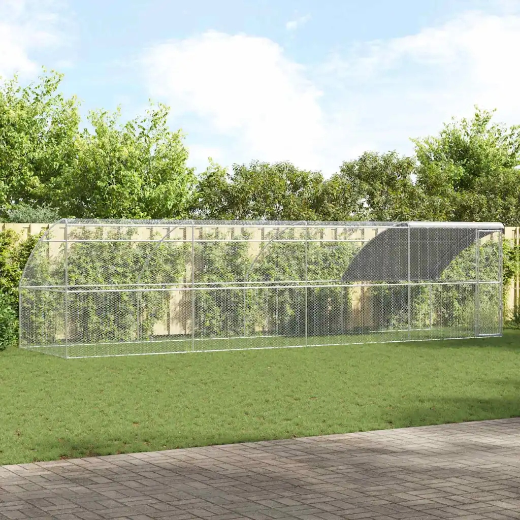 vidaXL Klec na kuřata 4 pcs Stříbrná 800 x 200 x 200 cm Ocel a Pe